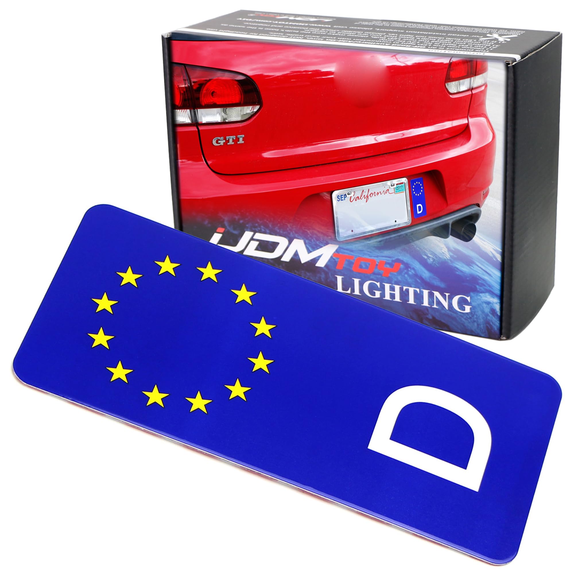 Ijdmtoy European Union Eu Deutschland Germany Style Rear Bumper, Trunk, License Plate Side Bar Aluminum Sticker Badge