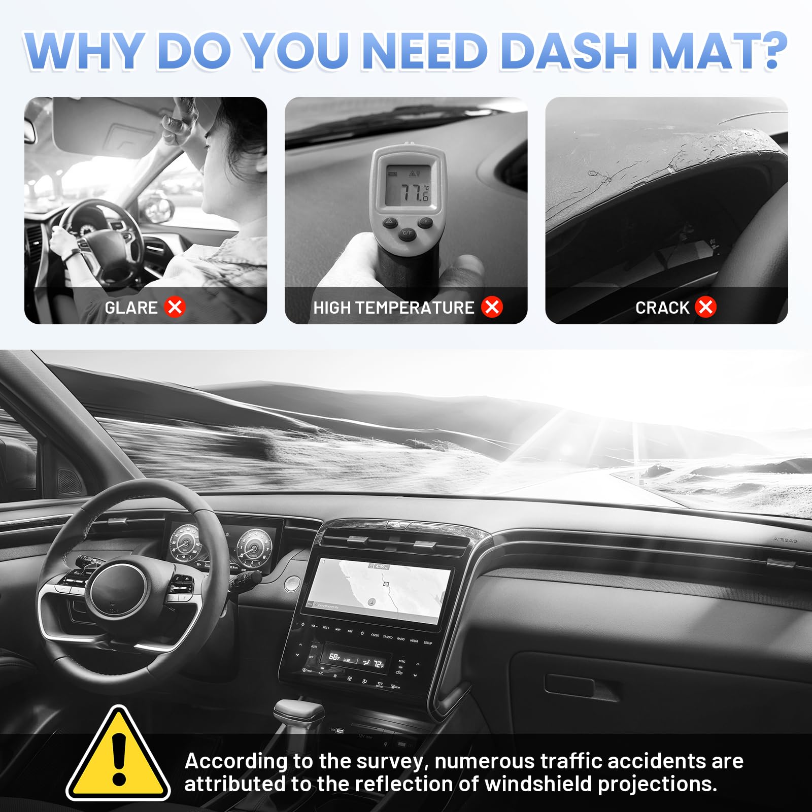 Sunsdrew Dash Cover For 2022 2023 2024 Hyundai Santa Cruz Dashboard Cover Mat For Santa Cruz Accessories Suede Dash Mat Santa Cr