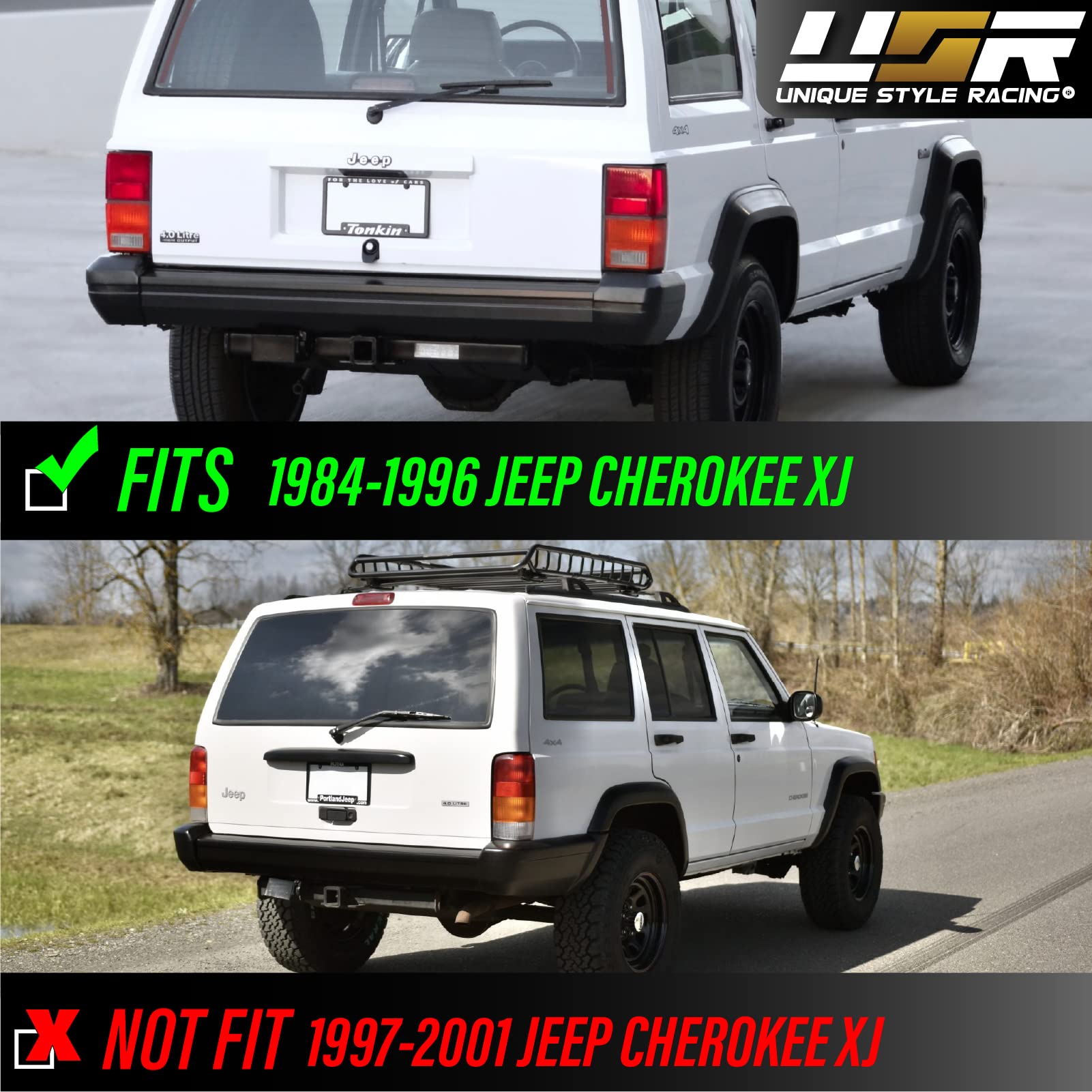 Usr 84-96 Xj Tail Lights - Stock Replacement Euro Style Red/Clear Lens Rear Tail Lamps Set (Left + Right) Compatible With 1984-1996 Cherokee Xj