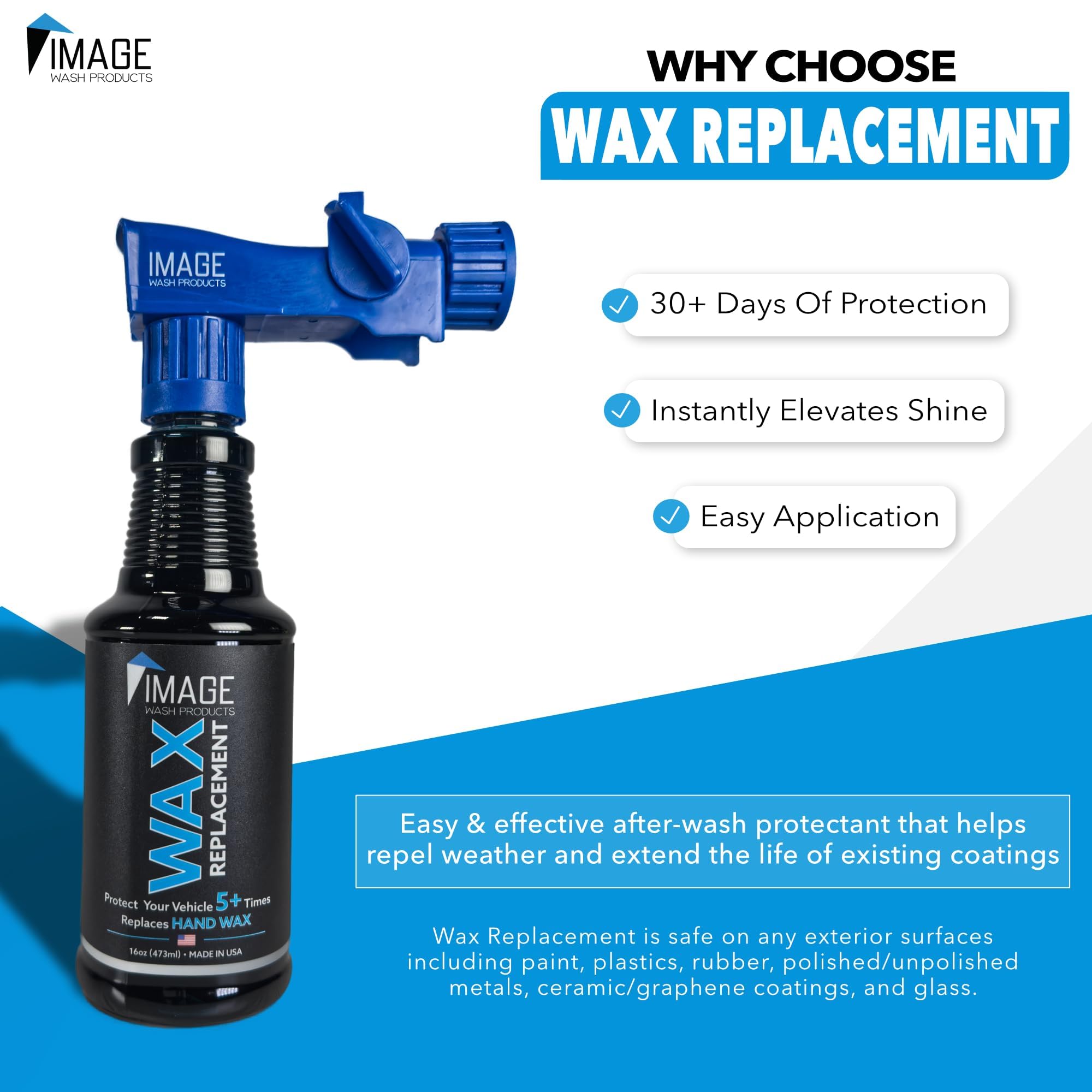 Image Wash Products Wax Replacement (Foamable) - Protectant For Trucks/Rv'S/Cars/Boats/Trailers/Equipment. ((16 Fl Oz (Pack Of 1