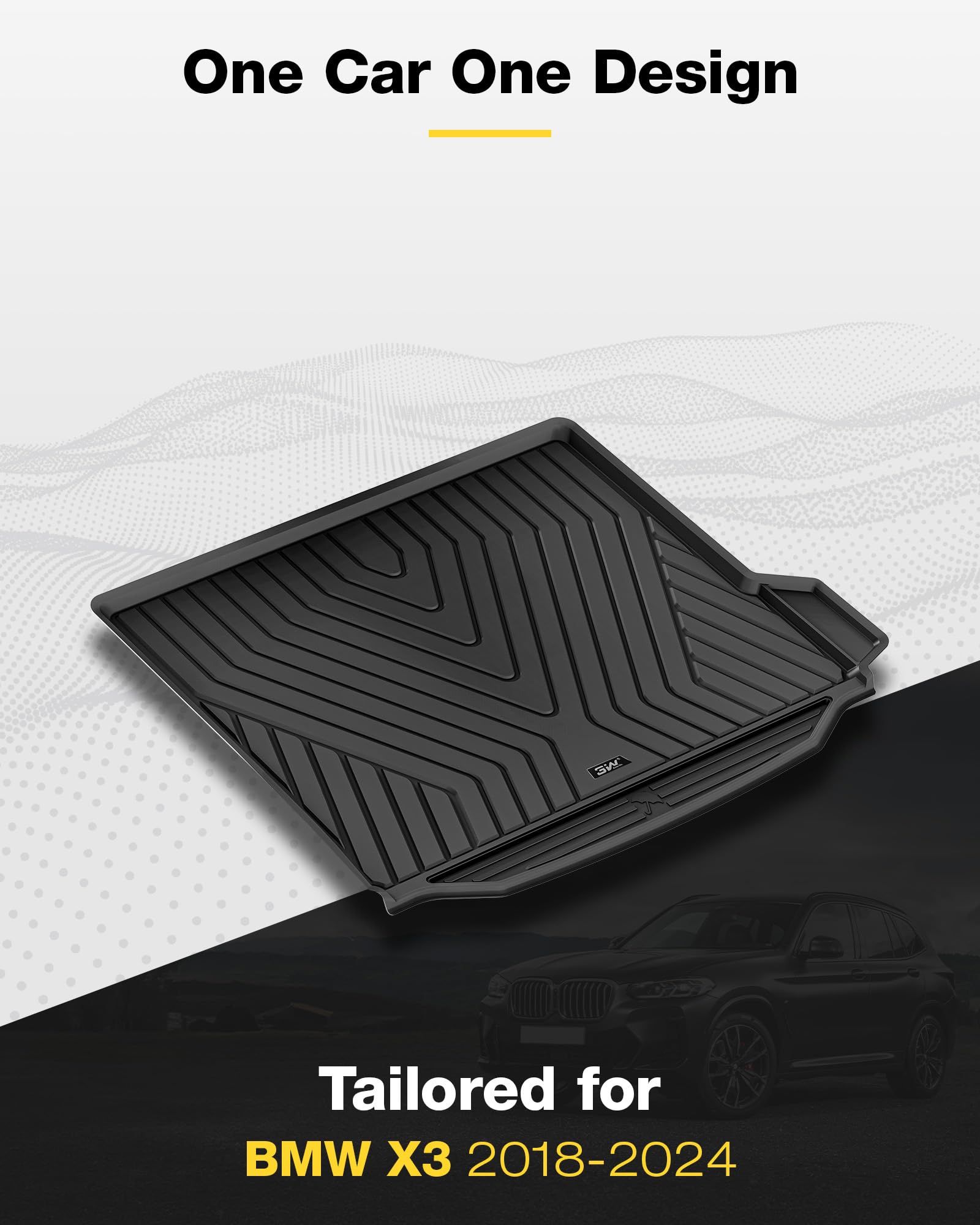 3W 2018-2024 Bmw X3 Cargo Liner, All Weather Tpe X3 Accessories Custom Fit For Bmw 30I M40I M Car Mats (Only For Car Without Spa
