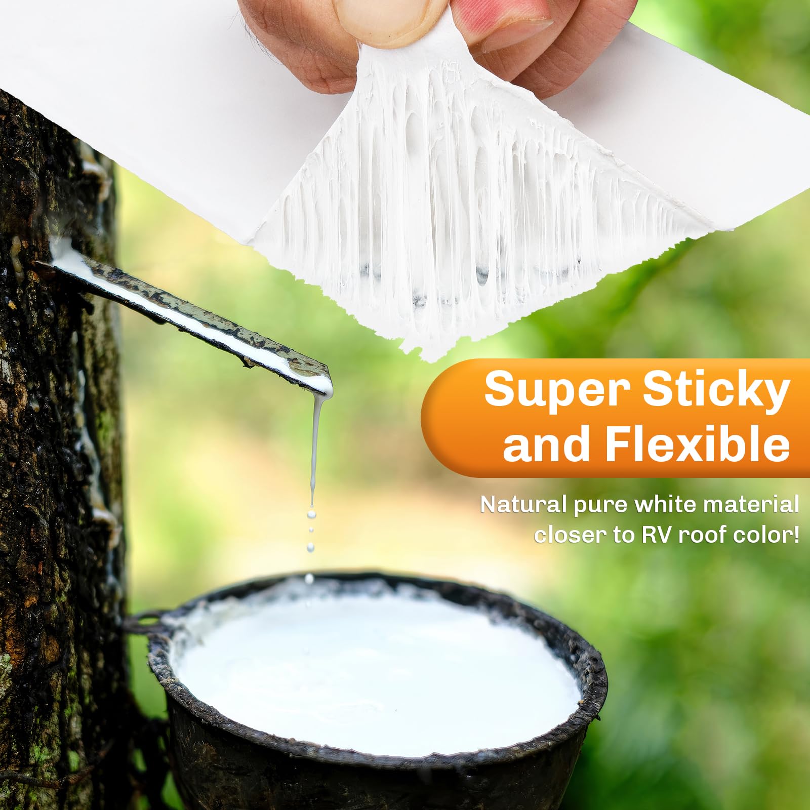 Welluck Rv Roof Tape Sealant Roofing Tape, 4 Inch X 50 Foot Natural White Rv Tape For Roof Repair Camper Trailer Boat Sealing Le