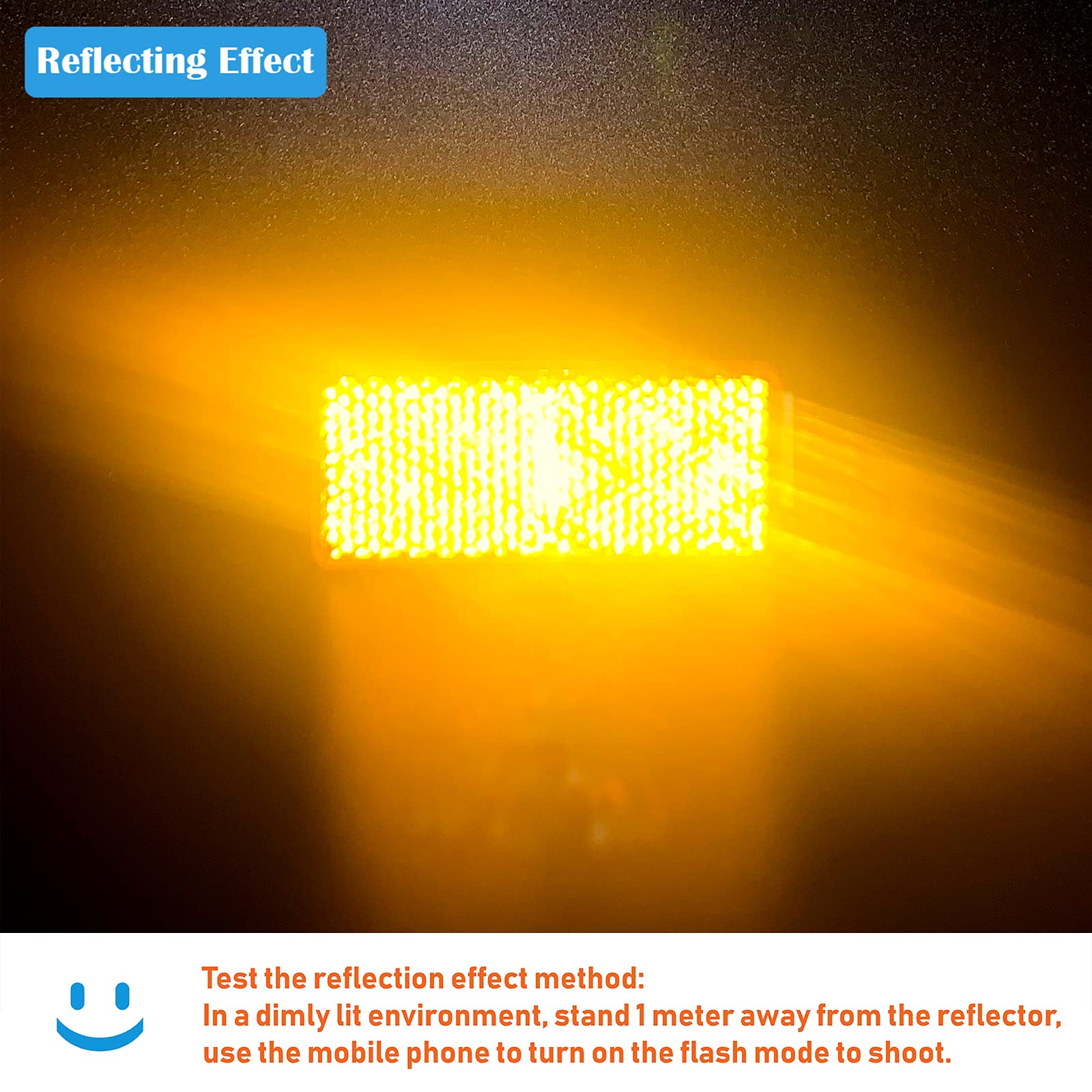 Welnent E-Mark Dot 4A Ccc 2Pcs Rectangle Reflector Self Adhesive Stick On Trailer Driveway Mailbox (Amber)