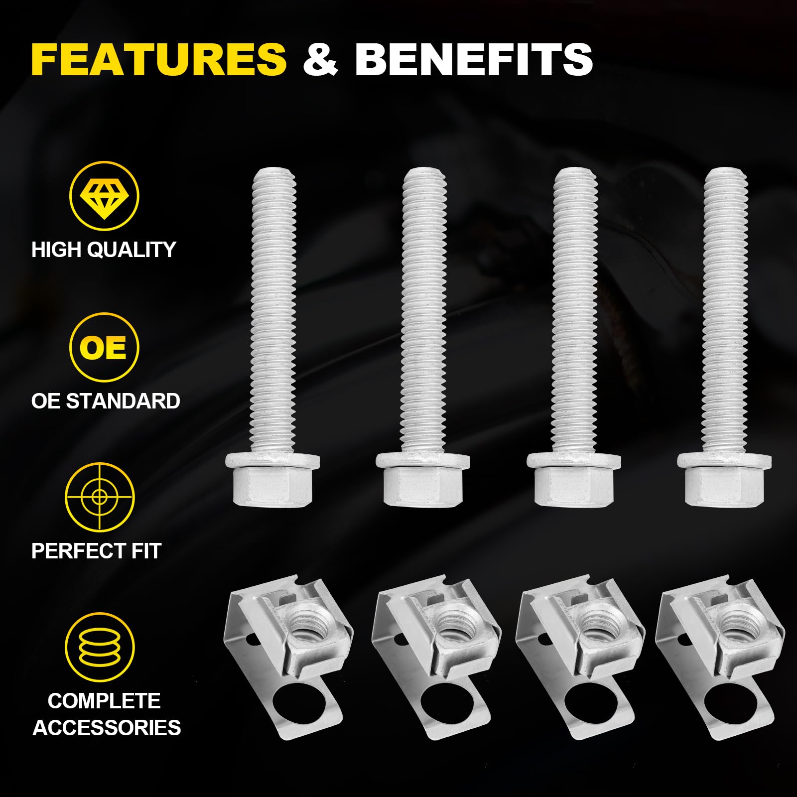 4 Sets Exhaust Manifold Flange Bolts & Nuts 03442 Hardware Kit Compatible with Jeep Wrangler, Dodge Durango Dakota, Ram 1500, Re