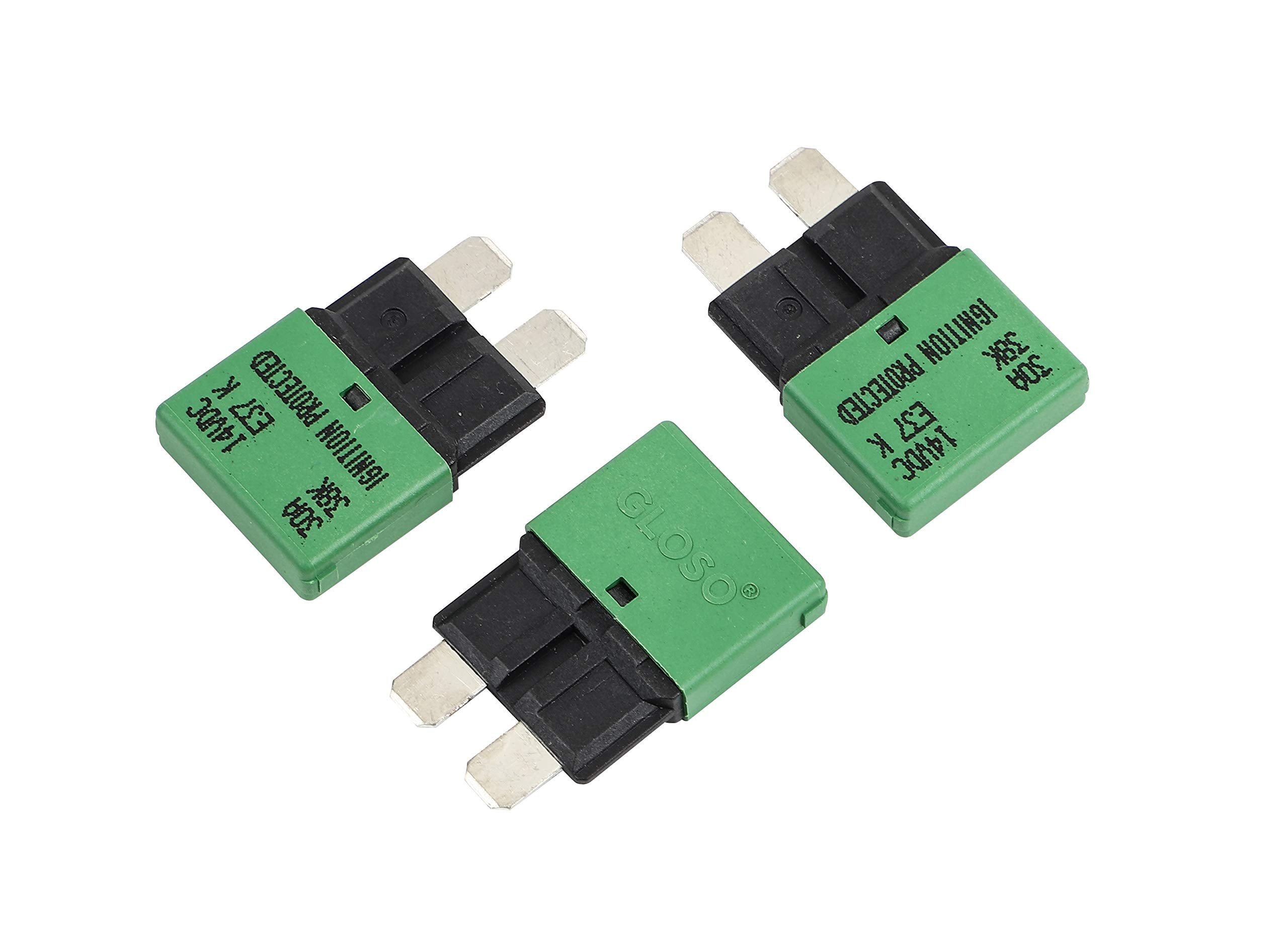 Gloso E37 Auto (T1) Reset Low Profile Atc/Ato Circuit Breakers - (30A - 3 Pack)