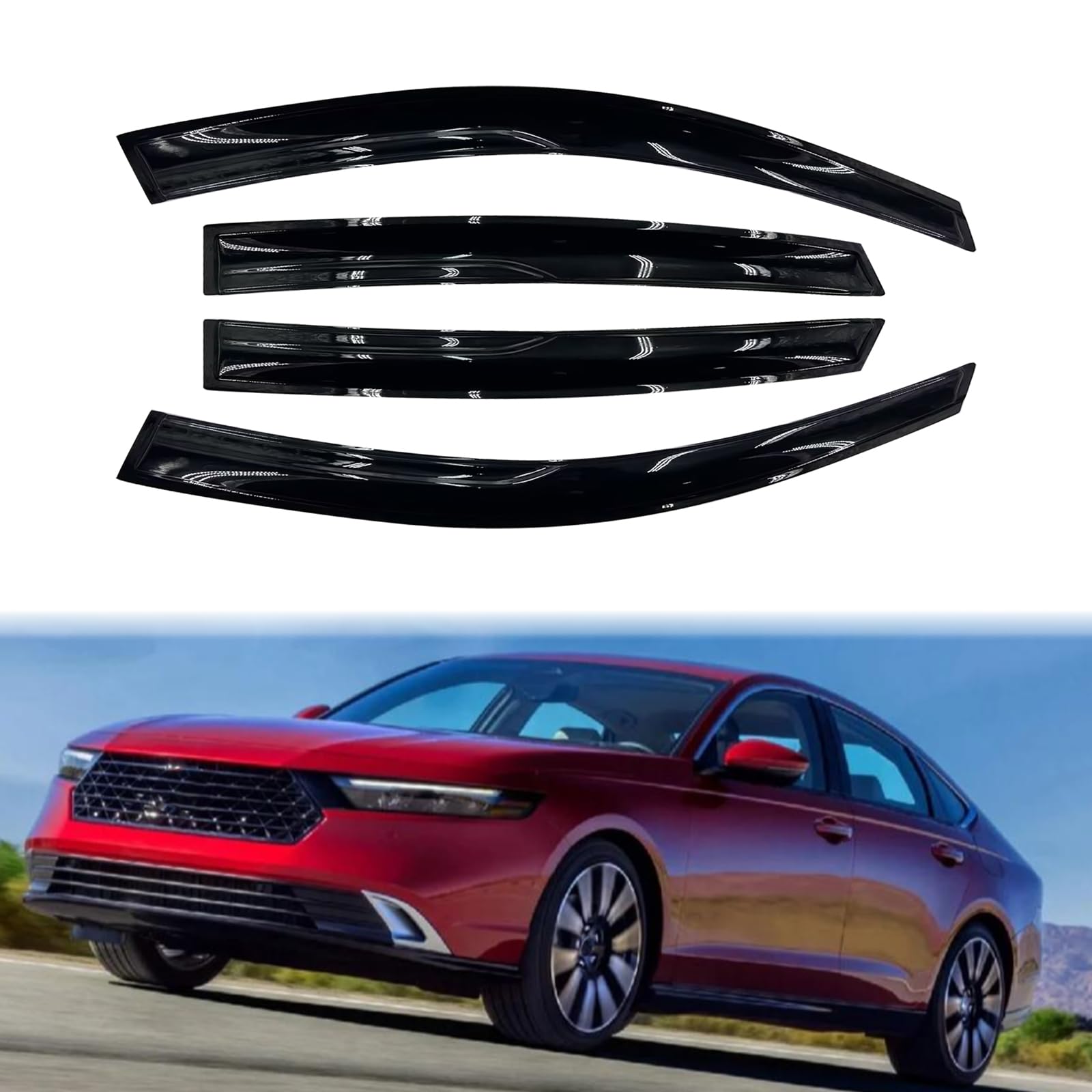 Sontian Tape-On Side Window Visor Deflectors Rain Guards For 2018 2019 2020 2021 2022 2023 Hon-Da Acc-Ord Window Rain Deflectors