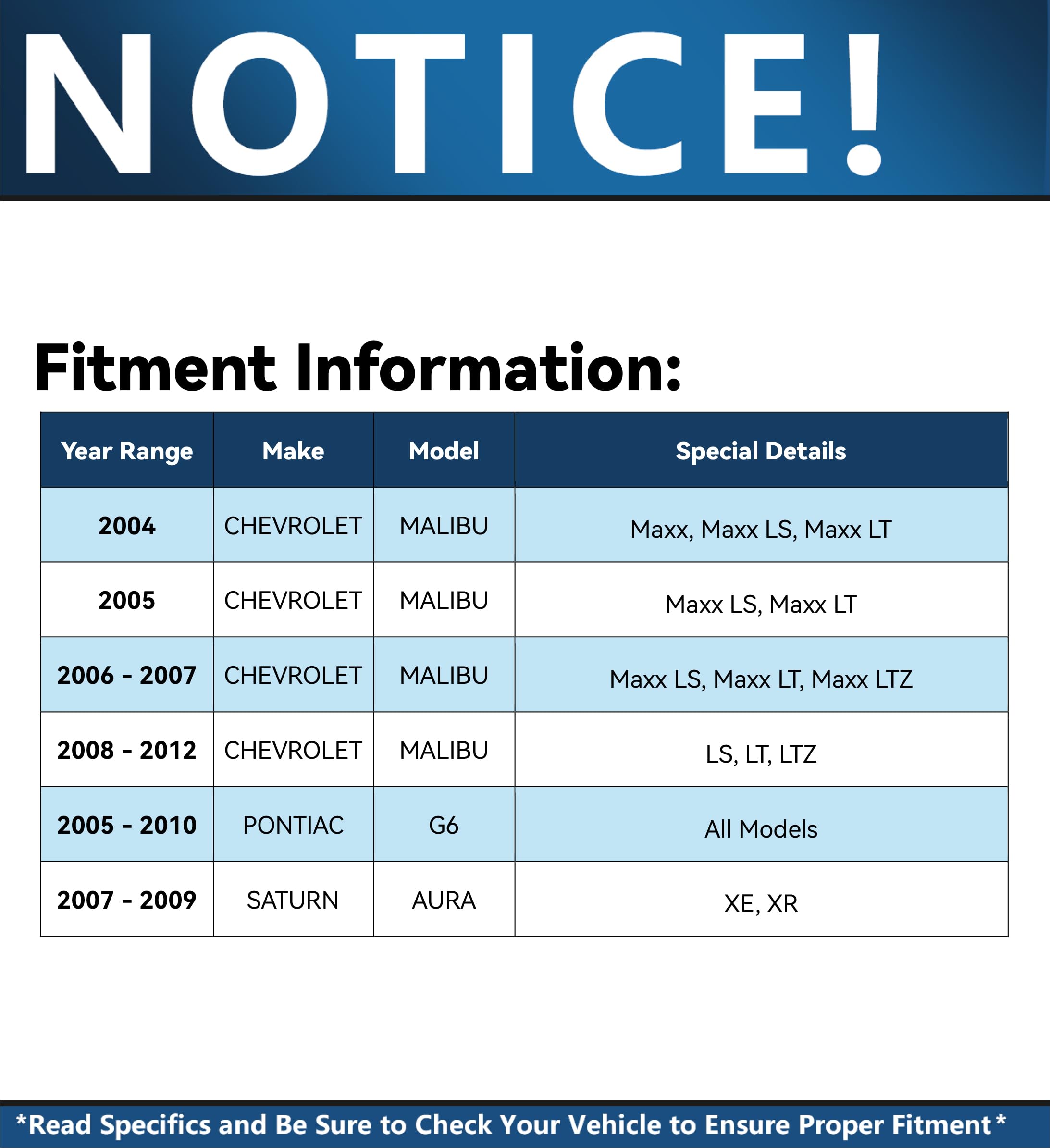 Detroit Axle - Struts Shocks For Chevy Malibu Pontiac G6 Saturn Aura Complete 2 Front Ready Struts W/Coil Springs 2 Rear Shock A