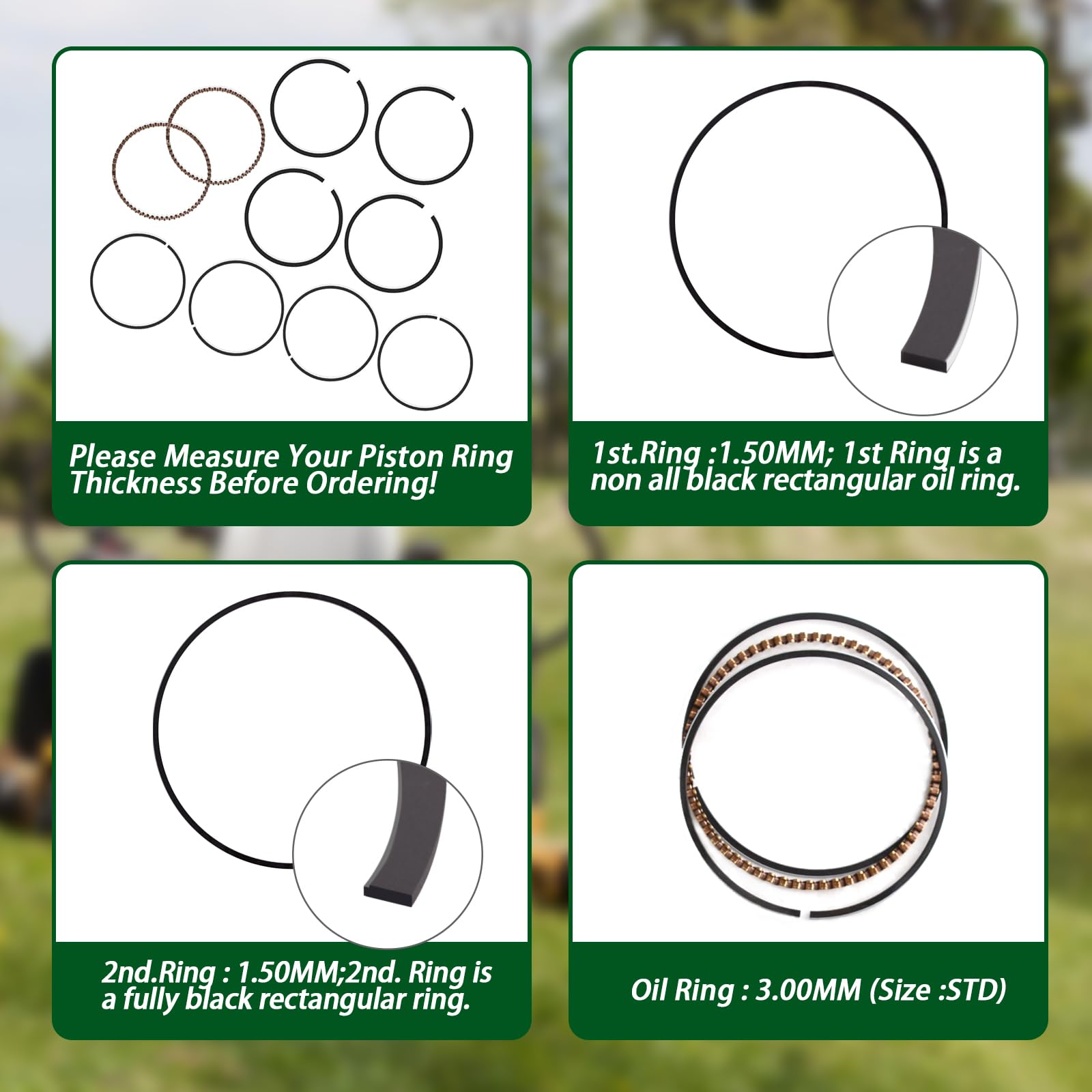 2 Sets of Piston Rings(24-108-05, 24-108-14, 24-108-14-S) Compatible with Kohler Engines 725CC & 747CC Ch25, Ch26, Ch730, Ch735,