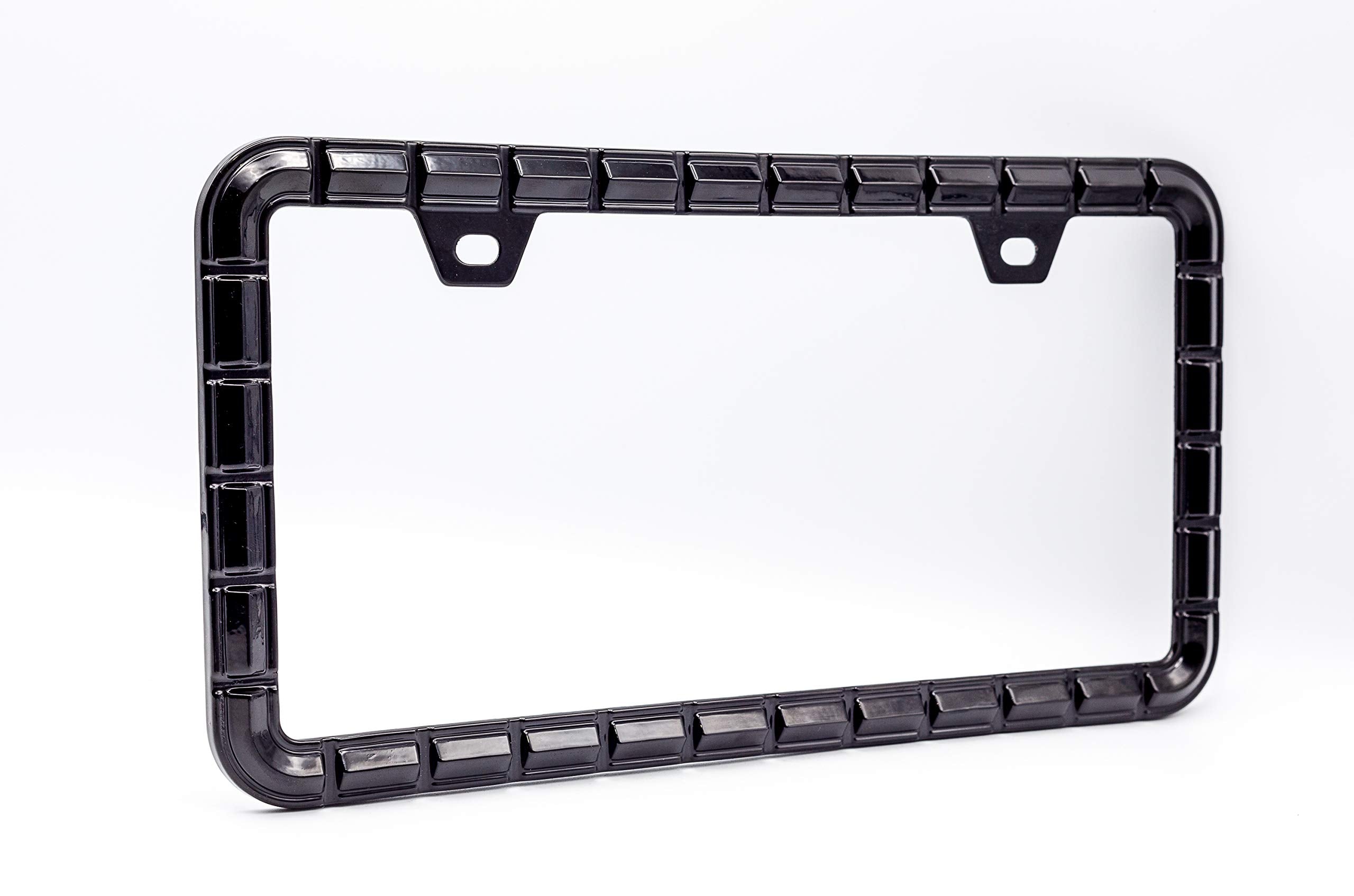 Creathome 3D Brilliance Black License Plate Frames, Pure Zinc Alloy Metal with Chain Patterned