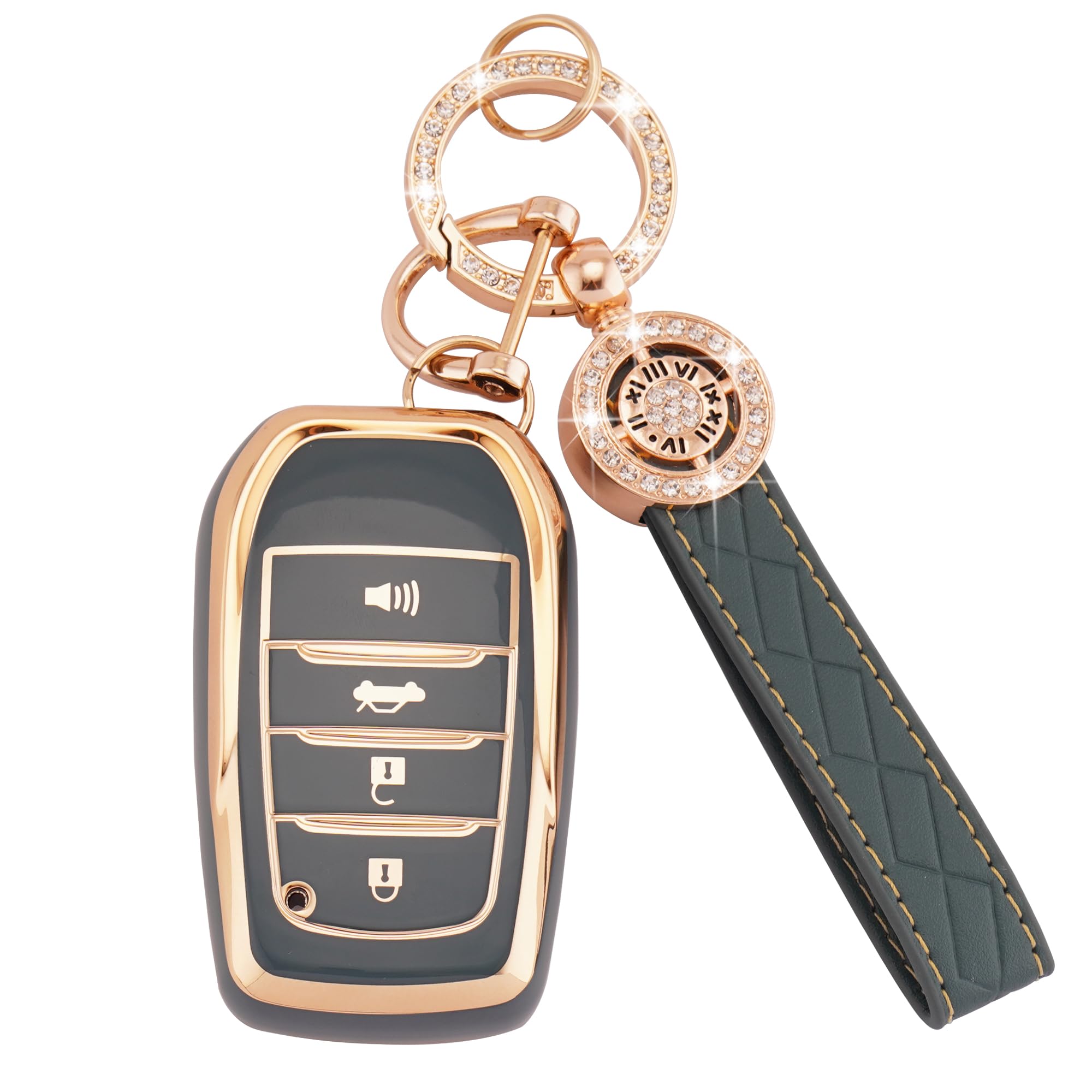 EKALA for Toyota Key Fob Cover with Keychain, 4 Buttons TPU Key Shell Compatible with 2019-2024 Venza, RAV4, Land Cruiser, Grand