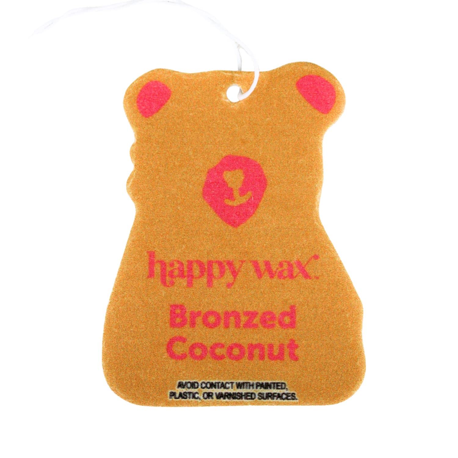 Happy Wax Bronzed Coconut Hanging Car Cub Air Freshener - Scented And Infused With Natural Essential Oils - Cute 4-Pack