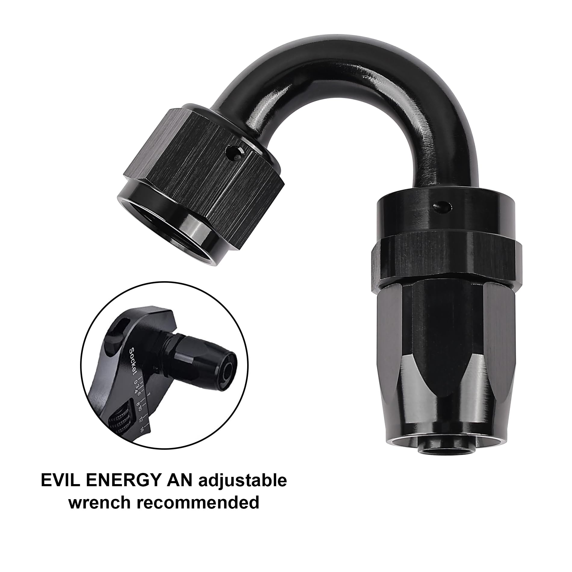 Evil Energy 16An Hose End Fitting 150 Degree Swivel For Cpe Braided Fuel Hose Black