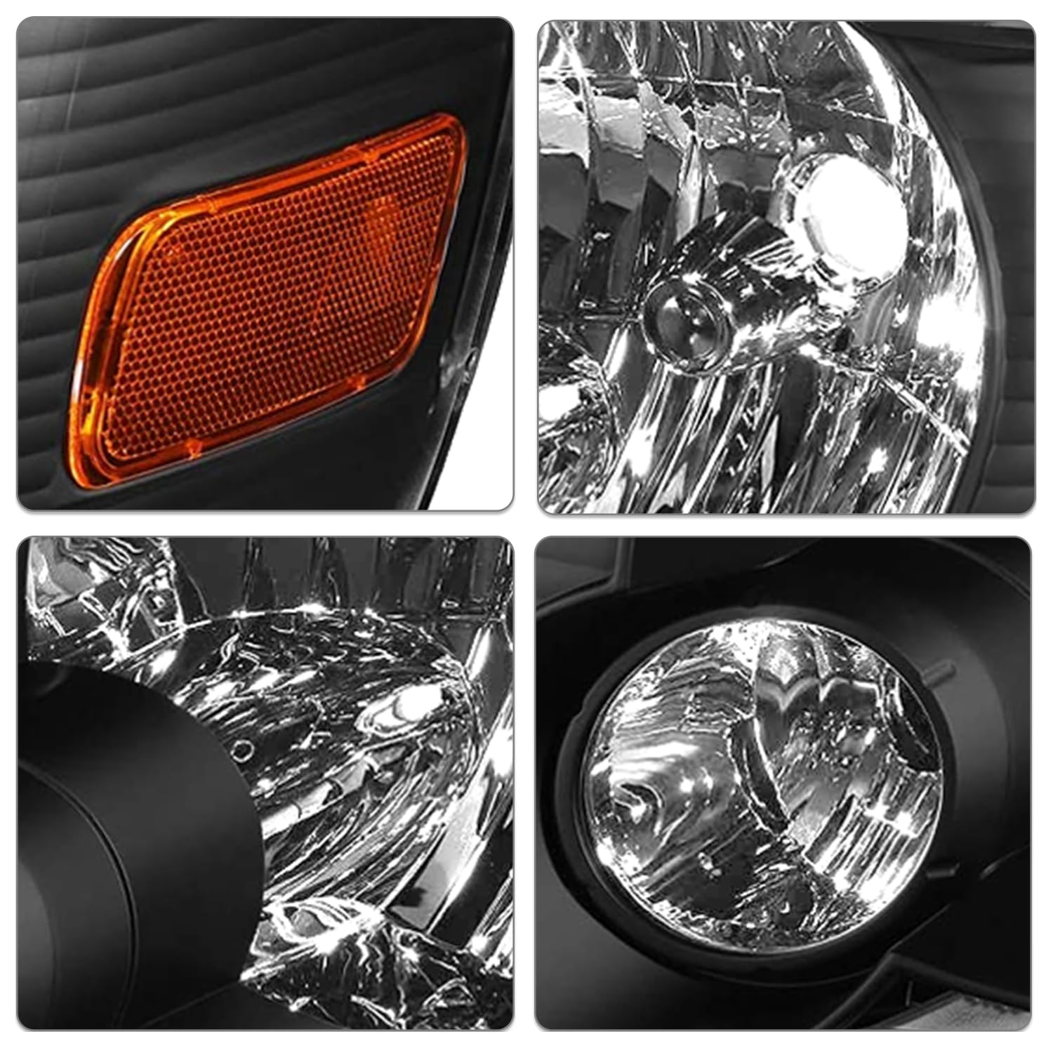 Sockir Headlight Assembly Replacement For 2006 To 2010 Ford Explorer Front Headlamp Pair Driver Passenger Side (Black Housing With Amber Reflector)