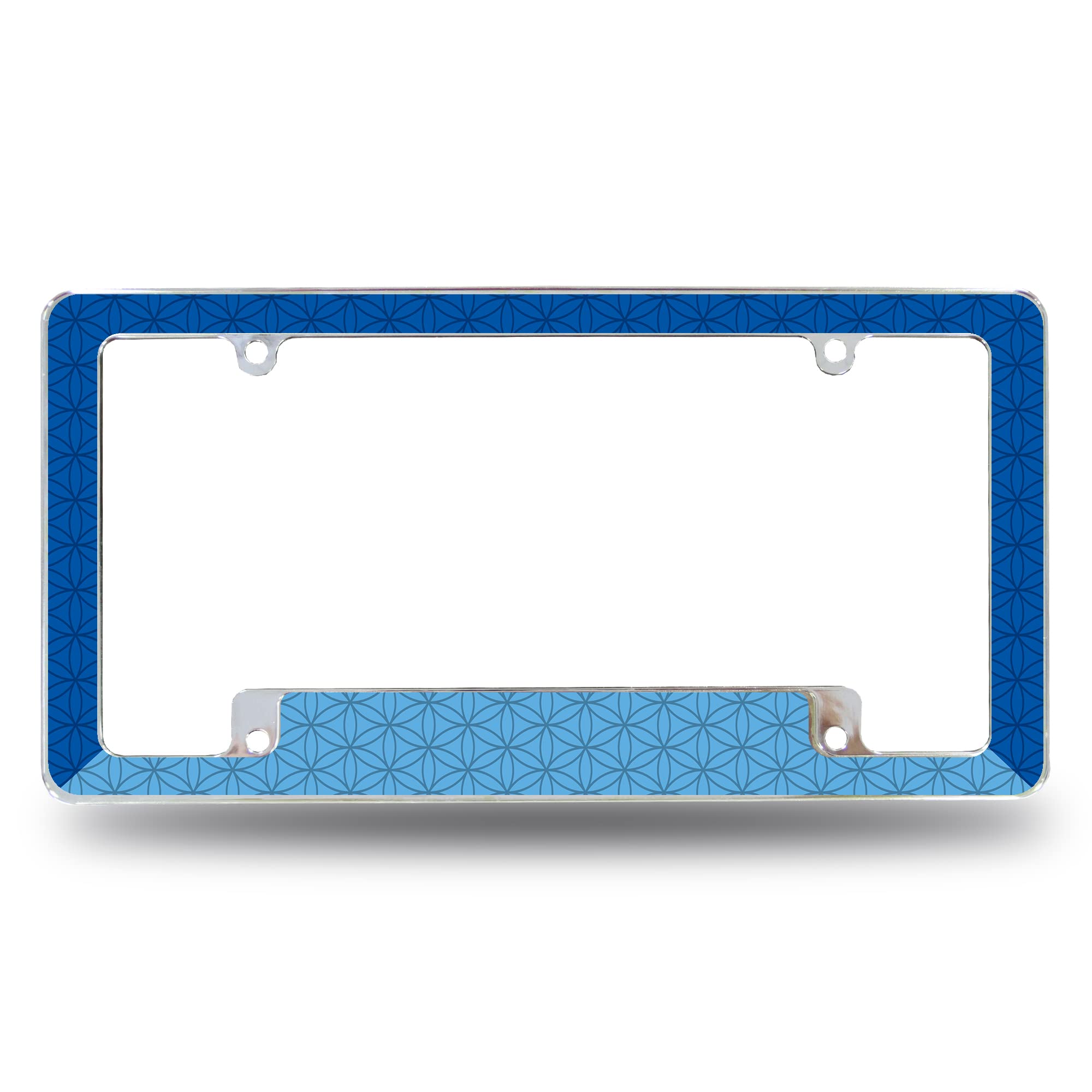 Rico Industries Blue Geometric Pattern All Over Automotive License Plate Frame for Car/Truck/SUV (12 x 6)