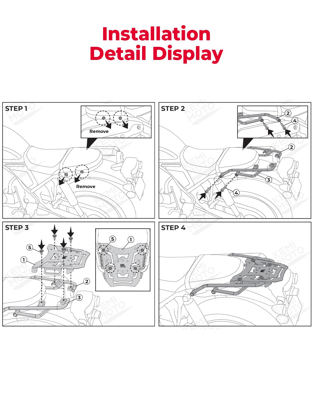 KEMIMOTO Rear Rack Luggage Compatible with SCL500 2025 2024 2023 Storage Rack Carrier Rear Tail Storage Rack