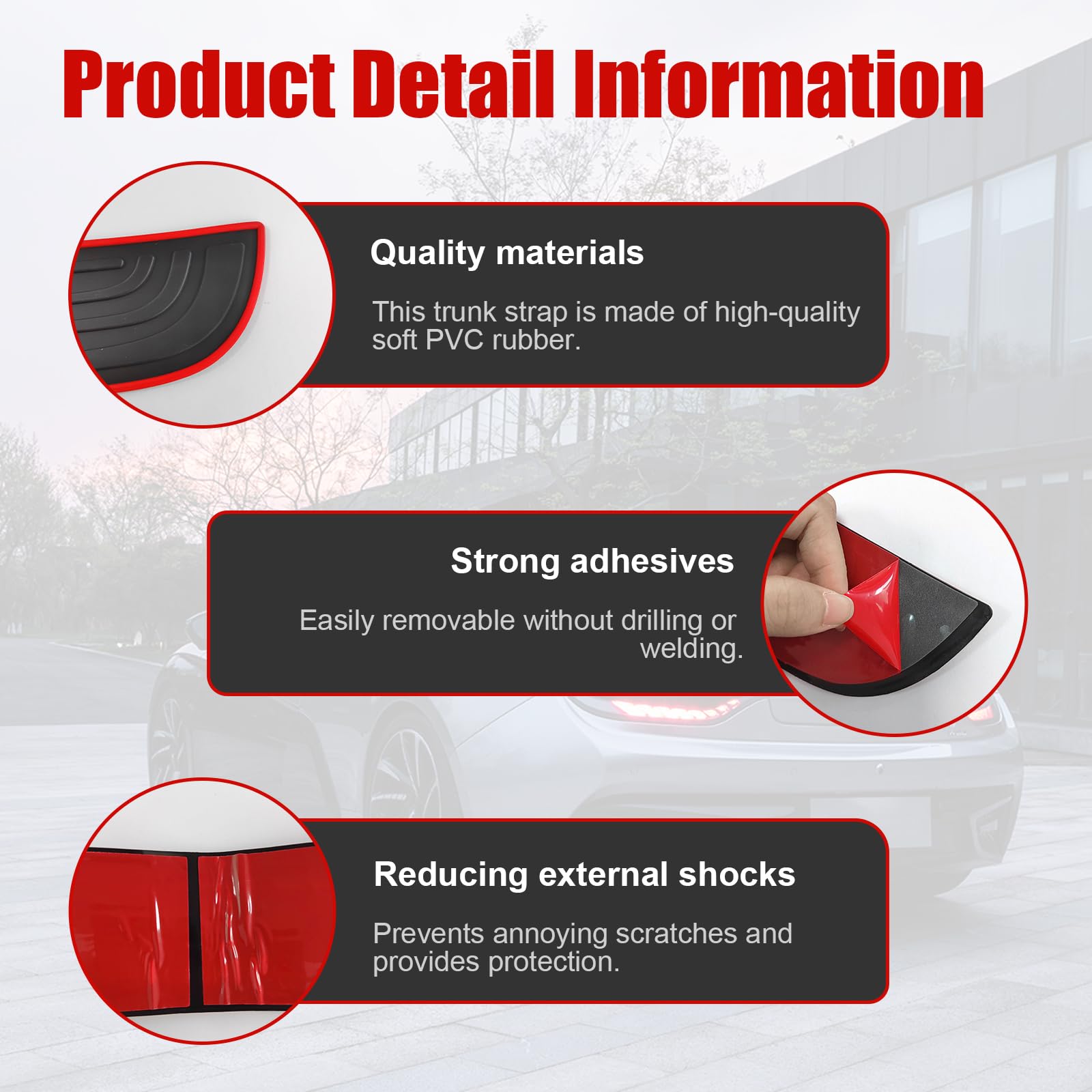 Ziciner Car Rear Bumper Protector Guard, Auto Anti-Scratch Collosion Rubber Trunk Door Entry Guards, Non-Slip Vehicle Bumper Pro