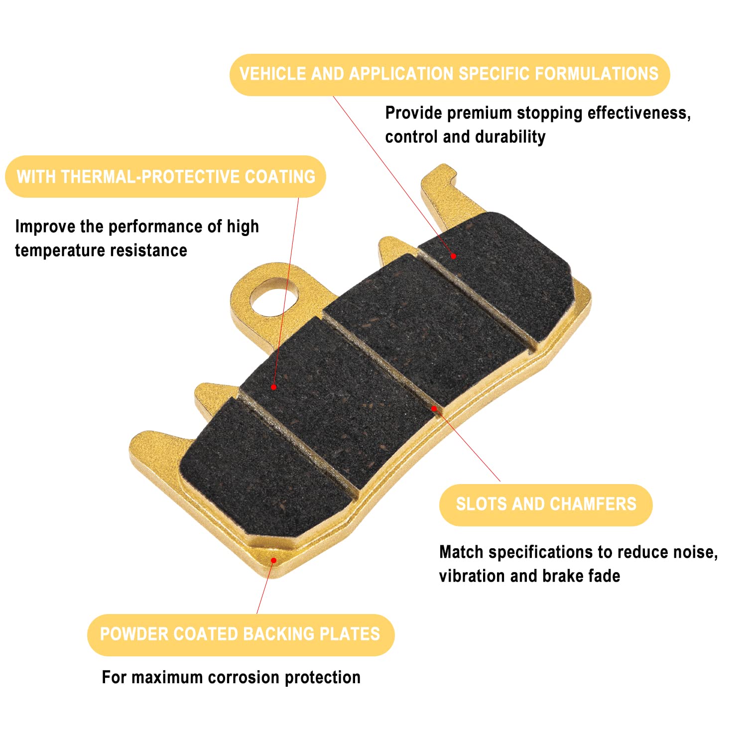 Premium Ceramic Front & Rear Brake Pad Set Fit For Can-Am Spyder Rs Rs-S Rt Rt-S St F3 F3-S F3-T, Brake Pads Kit For Cam Am Spyder 2013 To Current