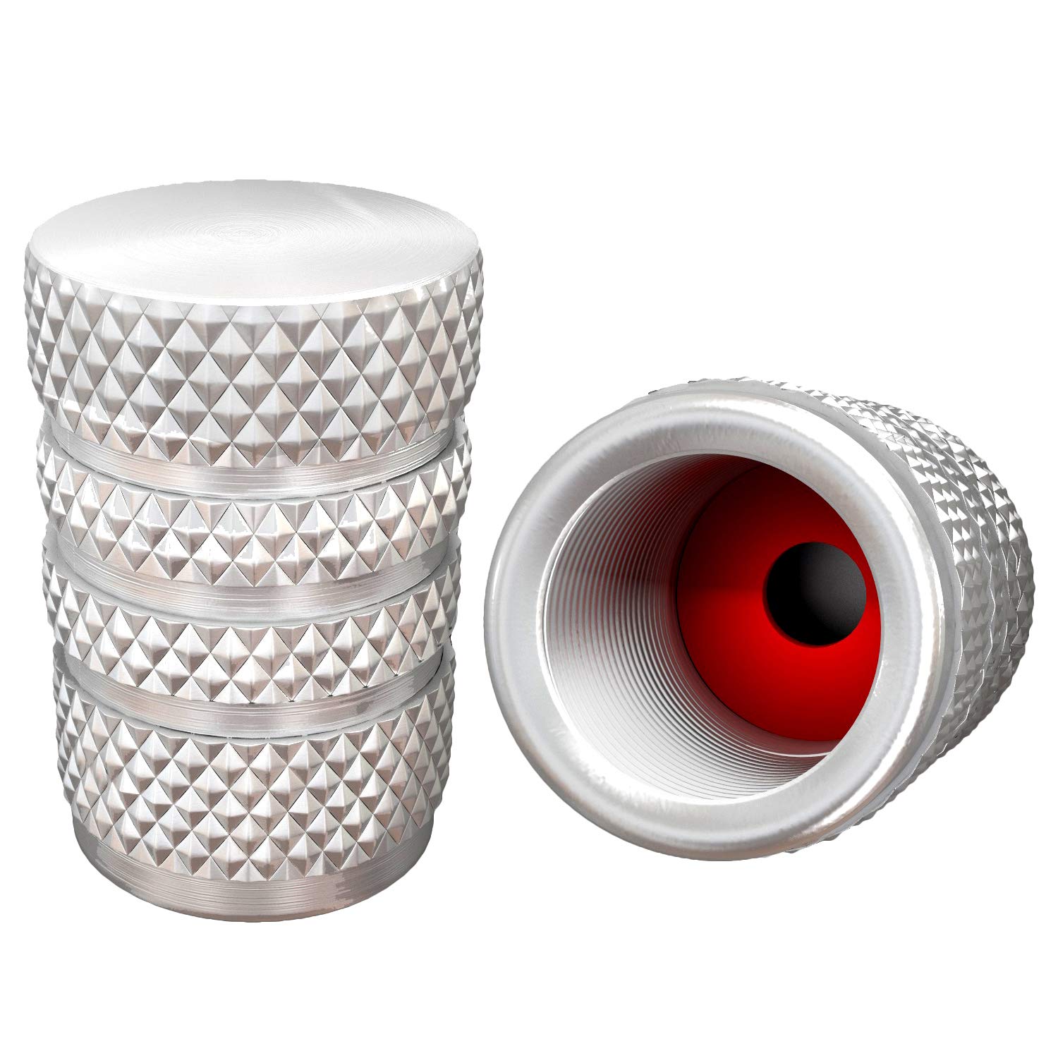 Samikiva (12 Pack) Aluminum Tire Valve Stem Caps, Metal With Rubber Ring, Dust Proof Cover Universal Fit For Cars, Suvs, Bike And Bicycle, Trucks, Motorcycles Metal (Silver (12 Pack))