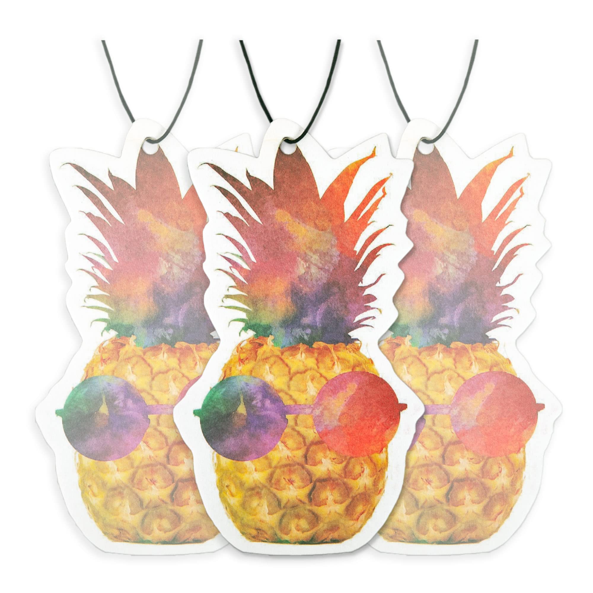 Pineapple Car Air Freshener 3 Pack Scented With Essential Oils By Fresh Fresheners (3 Pack)