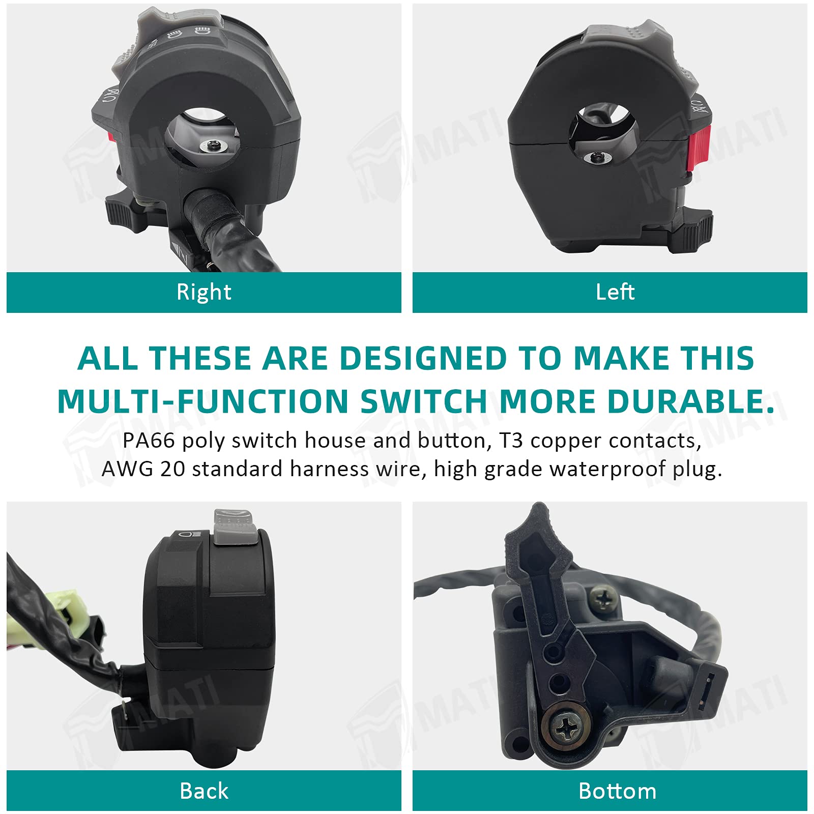 M MATI Left Handlebar Switch Control Engine Start Run Off Headlight for Yamaha YFM Big Bear 250/400 Grizzly 350/400/660 Kodiak 4