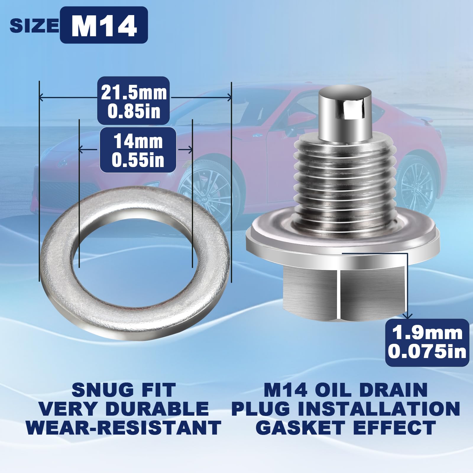 24-Pcs Oil Drain Plug Gasket Washer- Aluminum M14 Crush Washer Oil Drain Plug- Premium Seal Replaces For Oem 94109-14000, Honda,