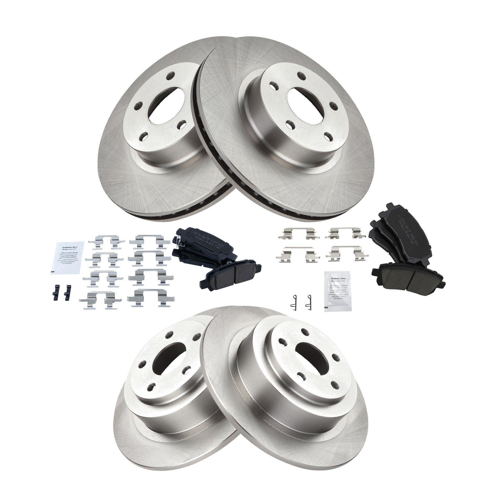 Trq Front And Rear Brake Pad & Rotor Kit Brake Pads Brake Rotor Ceramic Compatible With 2000-2002 Subaru Legacy 2000 Outback