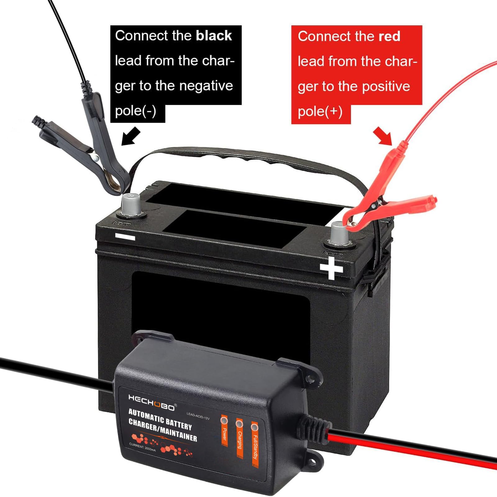 12V 2A Battery Charger, Trickle Charger For Lawn Mower Battery, Motorcycle, Car, Boat, Atvs, Riding Andmore -2000Ma Battery Maintainer And Desulfator Withintelligent Interface
