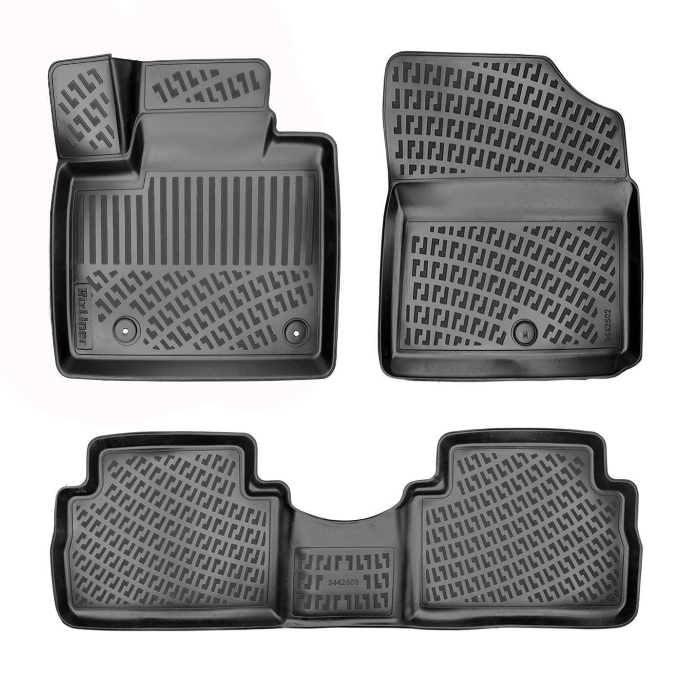 Rizliner 2021-2023 Hyundai Santa Fe Hybrid & Santa Fe Plug-In Hybrid (Phev) Floor Mats 3D Custom Fit Compatible With Hyundai San