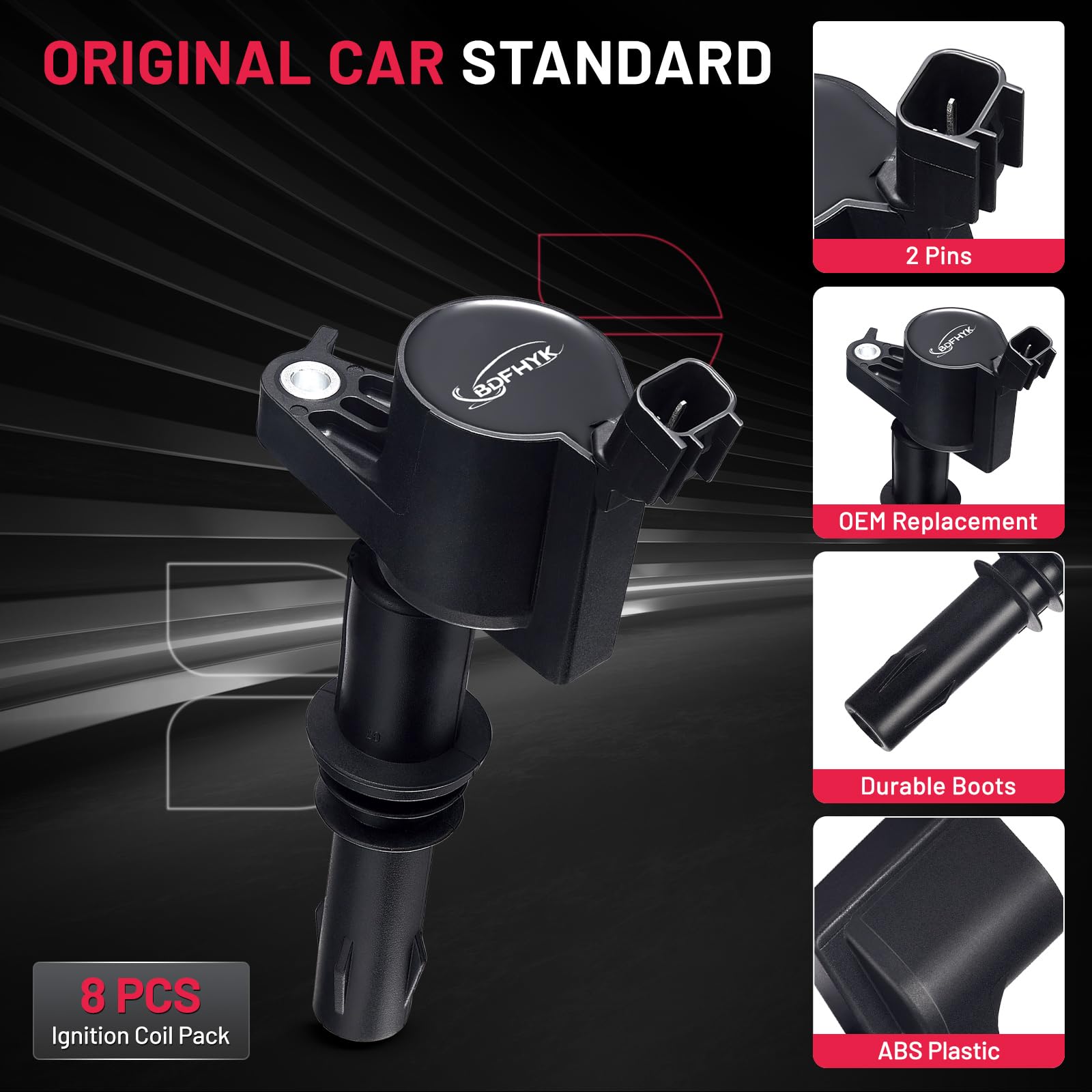 Bdfhyk 8 Pack Ignition Coils Compatible With Ford F150 Truck F250 Super Duty Truck, Compatible With Lincoln V8 V10 4.6L 5.4L 6.8