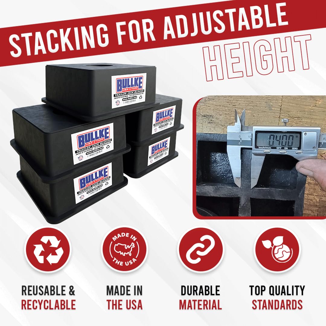 Usa-Made Trailer Jack Blocks |Up To 18,000 Lbs.| Heavy Duty Rv Leveling & Stabilizing Pads For Camper, Travel Trailer,5Th Wheel
