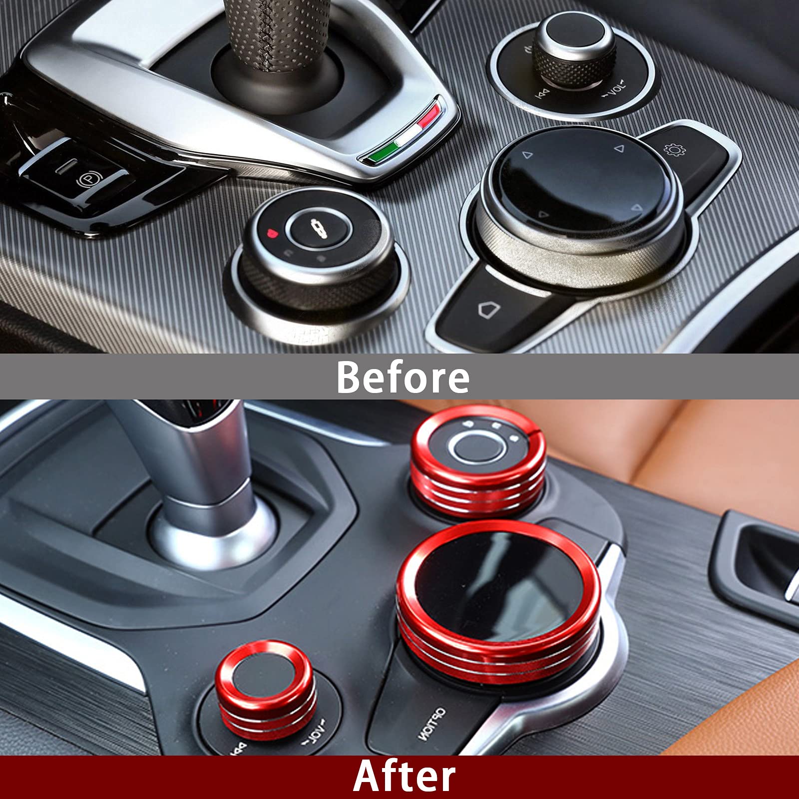 3Pcs Car Multimedia Knob Cover Sticker Decal Interior Trim Fit For Alfa Romeo Giulia Stelvio 2016 2017 2018 2019 Interior Accessories