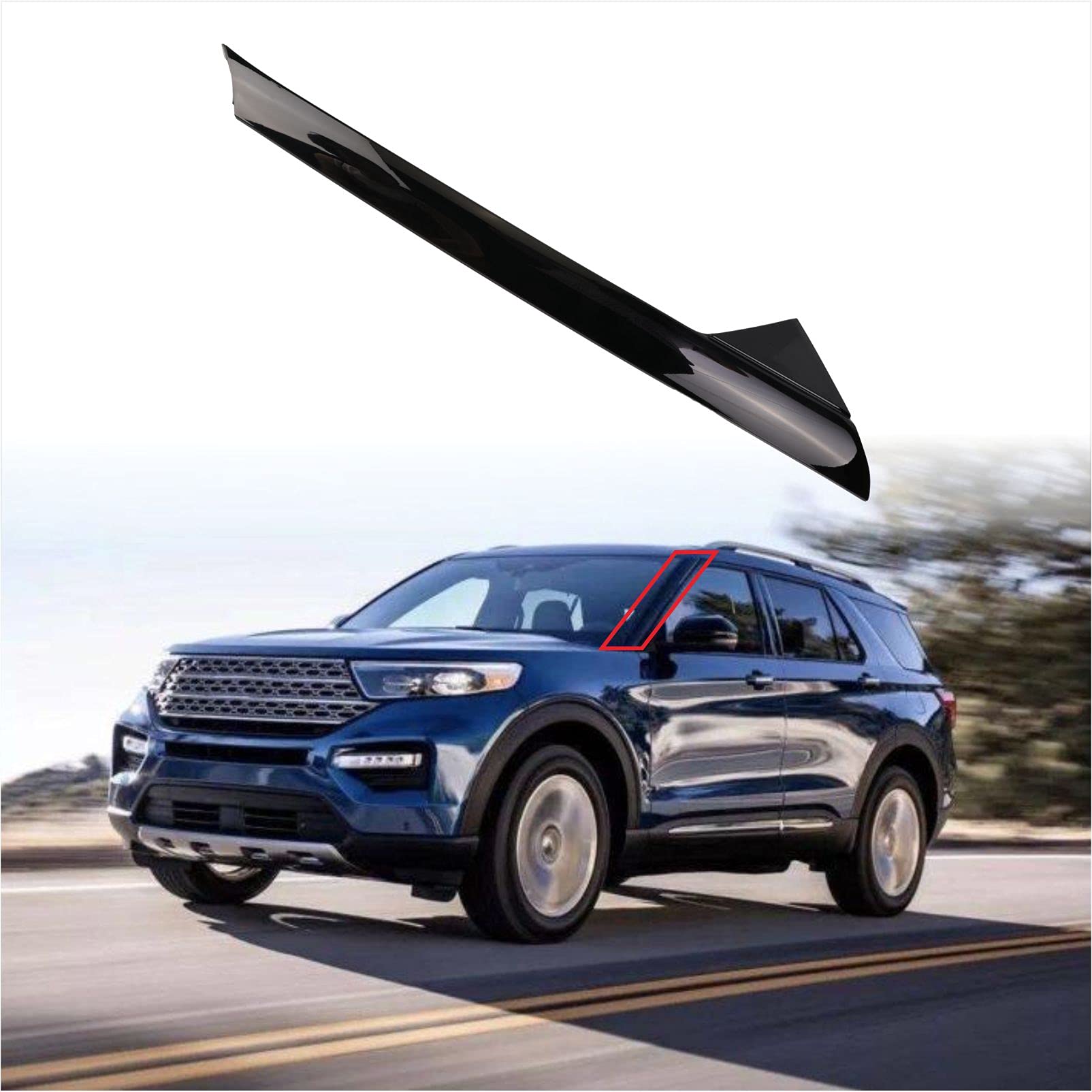Dolksn A-Pillar Front Molding Windshield Outer Trim W/Side Tape Fit For 2011-2019 Ford Explorer 4 Door Utility Bb5Z-7803145-Aa B