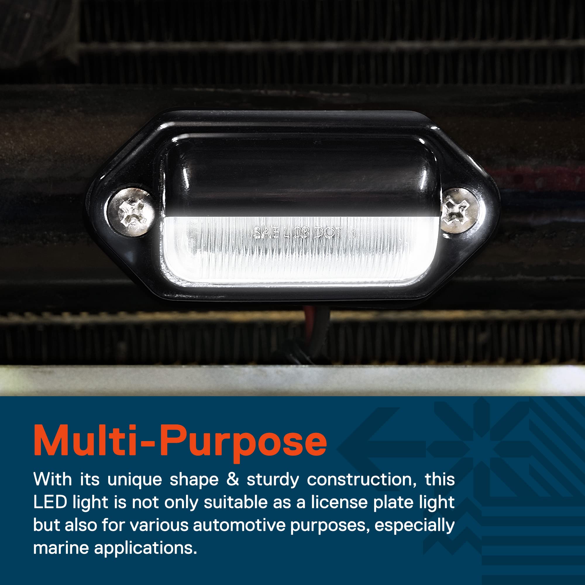 True Mods 1Pc Trailer Led License Plate Light [Dot Fmvss 108] [Sae L] [Black-Finish] [Surface Mount] [Waterproof] [12V Dc] Court