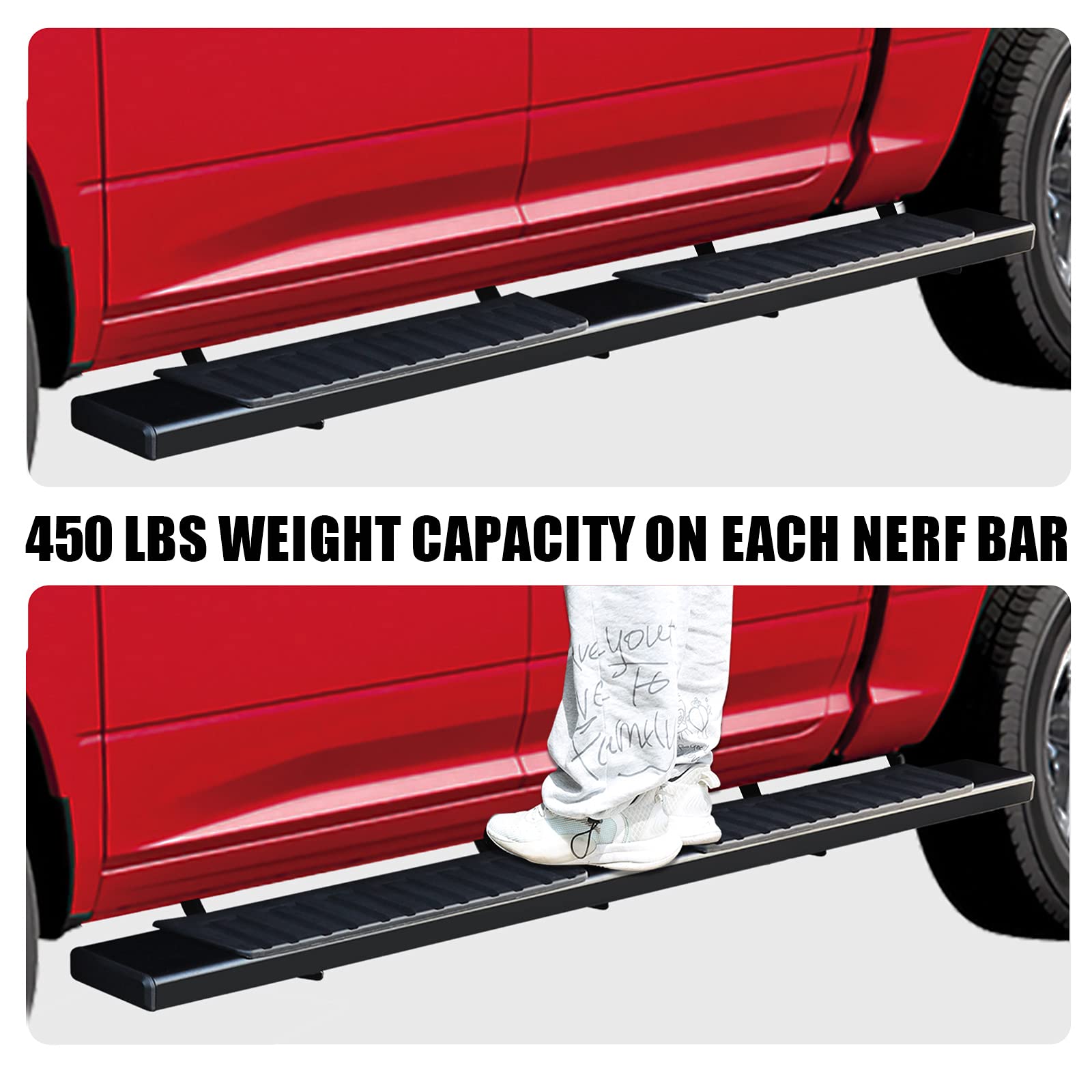 Comnova 6 Inches Running Boards For 2009-2018 Dodge Ram 1500 Crew Cab(Including 2019-2023 Classic)/10-23 Ram 2500/3500, Running Boards & Steps For A Dodge Ram 1500 Heavy Duty Carbon Steel
