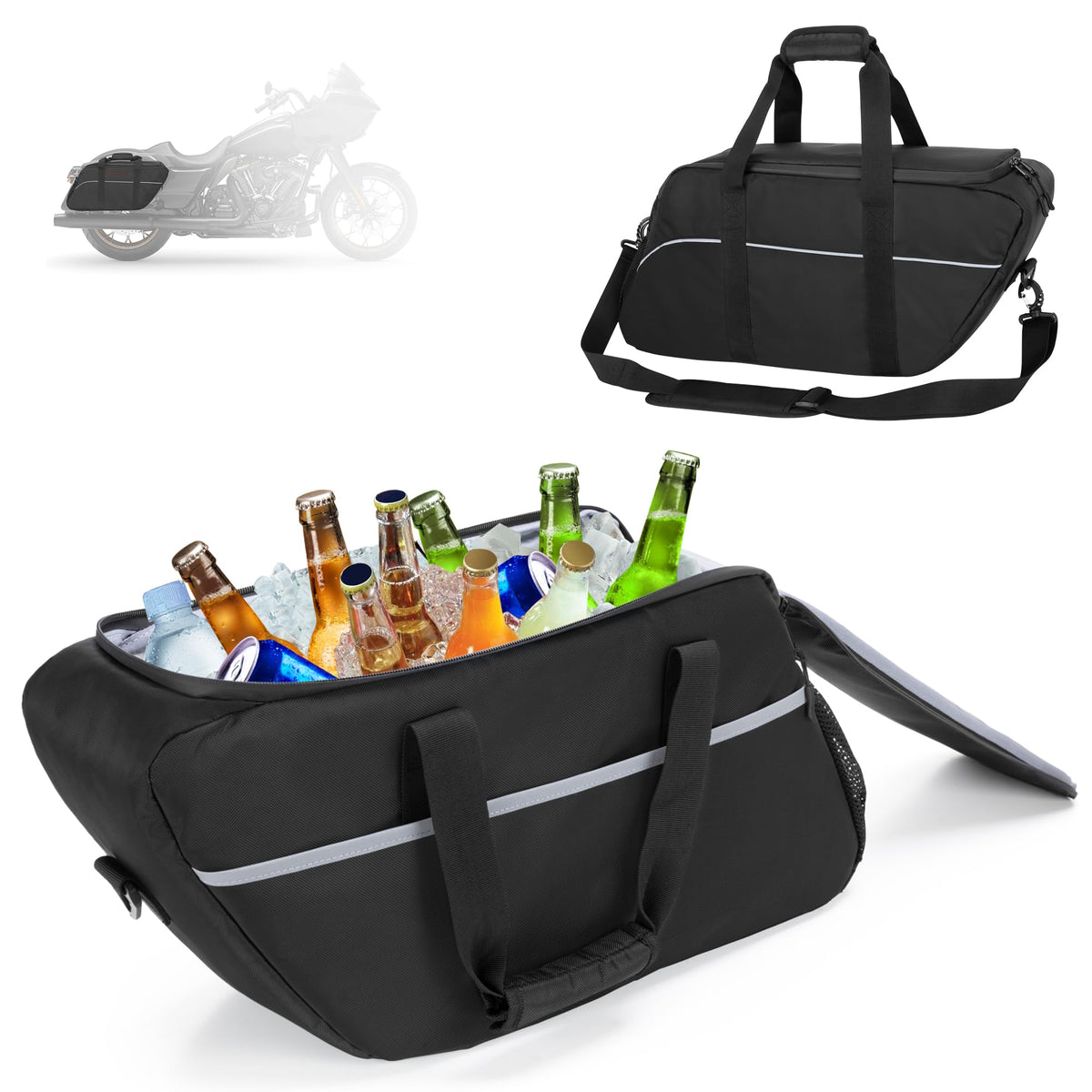 Hodrant Motorcycle Saddlebag Cooler, Leakproof Motorcycle Side Bag Liner Cooler Compatible With Harley Davidson 1993-2022 Touring Hard Saddlebag, Waterproof Motorcycle Insert Cooler Organizer, 1 Bag