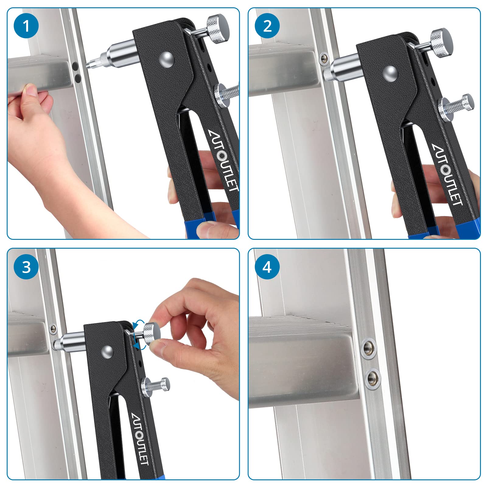 Autoutlet Professional Rivet Gun Pop Rivet Gun Kit With 86Pcs M3/M4/M5/M6/M8 Threaded Rivet Nut And Rivets Wrench For Furniture,