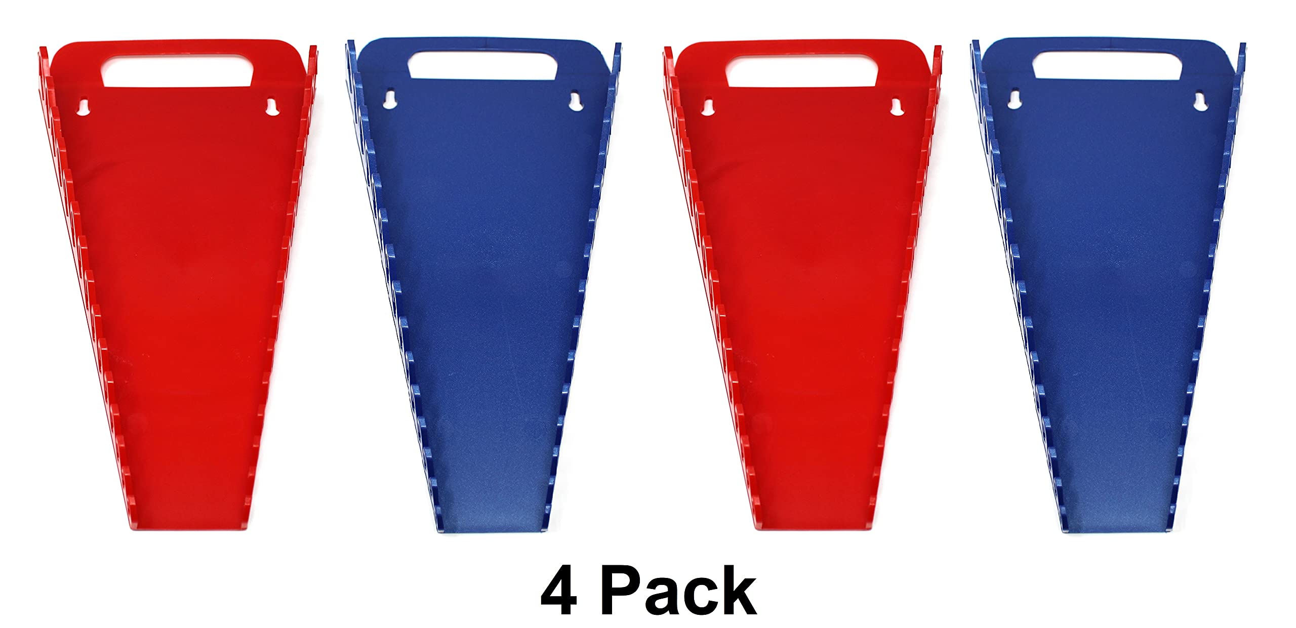 Jsp Manufacturing 15-Tool Gripper Wrench Organizer Tray Kit - 2 Plastic Portable Gripper Tray Holders… (4 Piece Kit, Red & Blue)