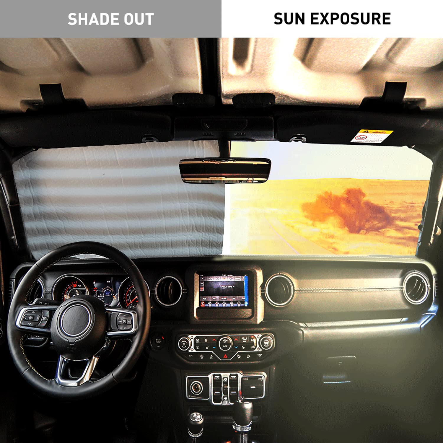 Savadicar Windshield Sun Shade With Usa Flag For 2018-2024 Jeep Wrangler Jl Jlu & Gladiator Jt, Sunshades Heat Shield, Aluminum