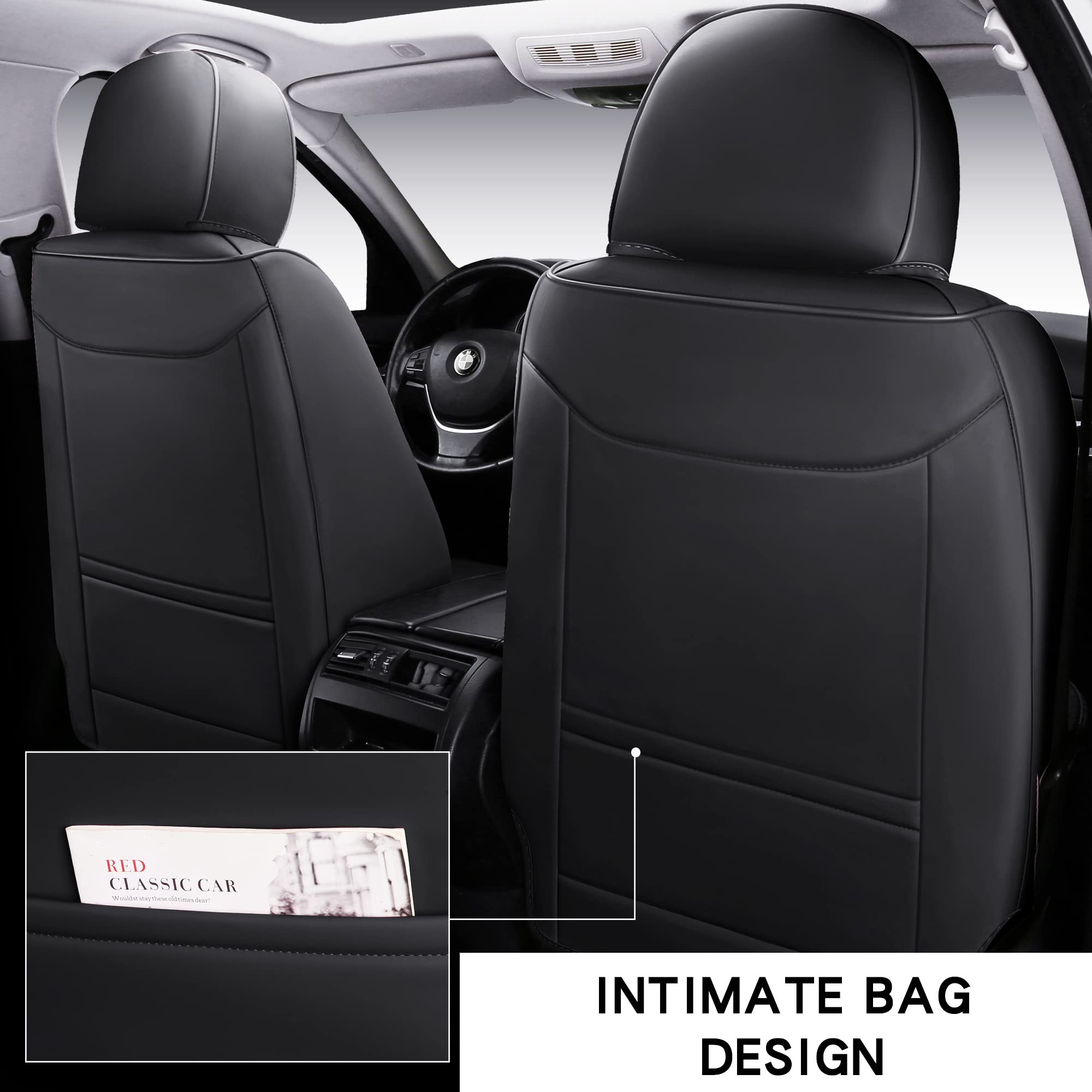 Isen-Coverauto Full Coverage Faux Leather Car Seat Covers Full Set,Automotive Seat Covers For Cars,Suvs Pick-Up Truck, Car Seat