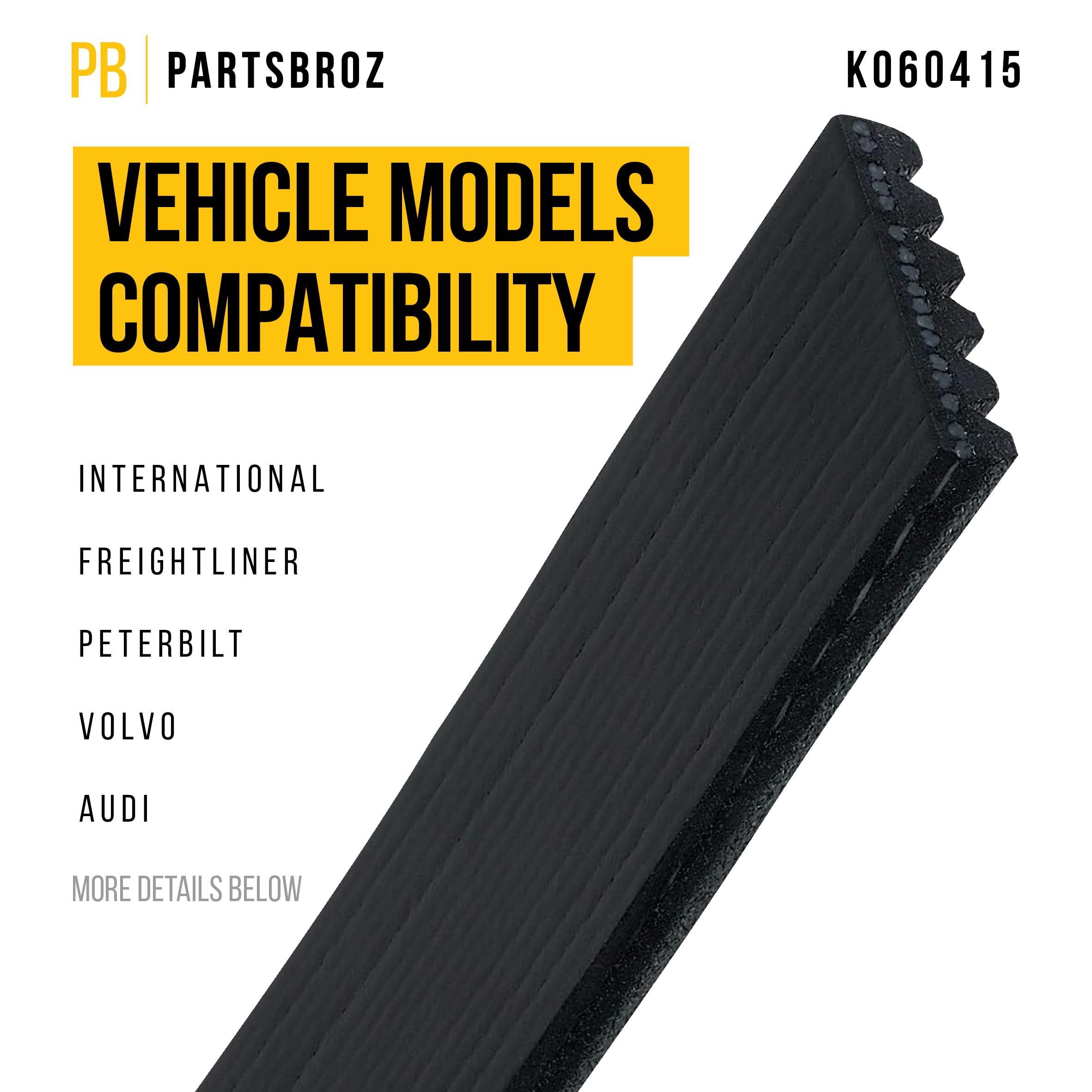 Partsbroz K060415 Micro-V Serpentine Drive Belt - Compatible With Gates Dayco Bando Acdelco Goodyear Continental Masterpro - Rep