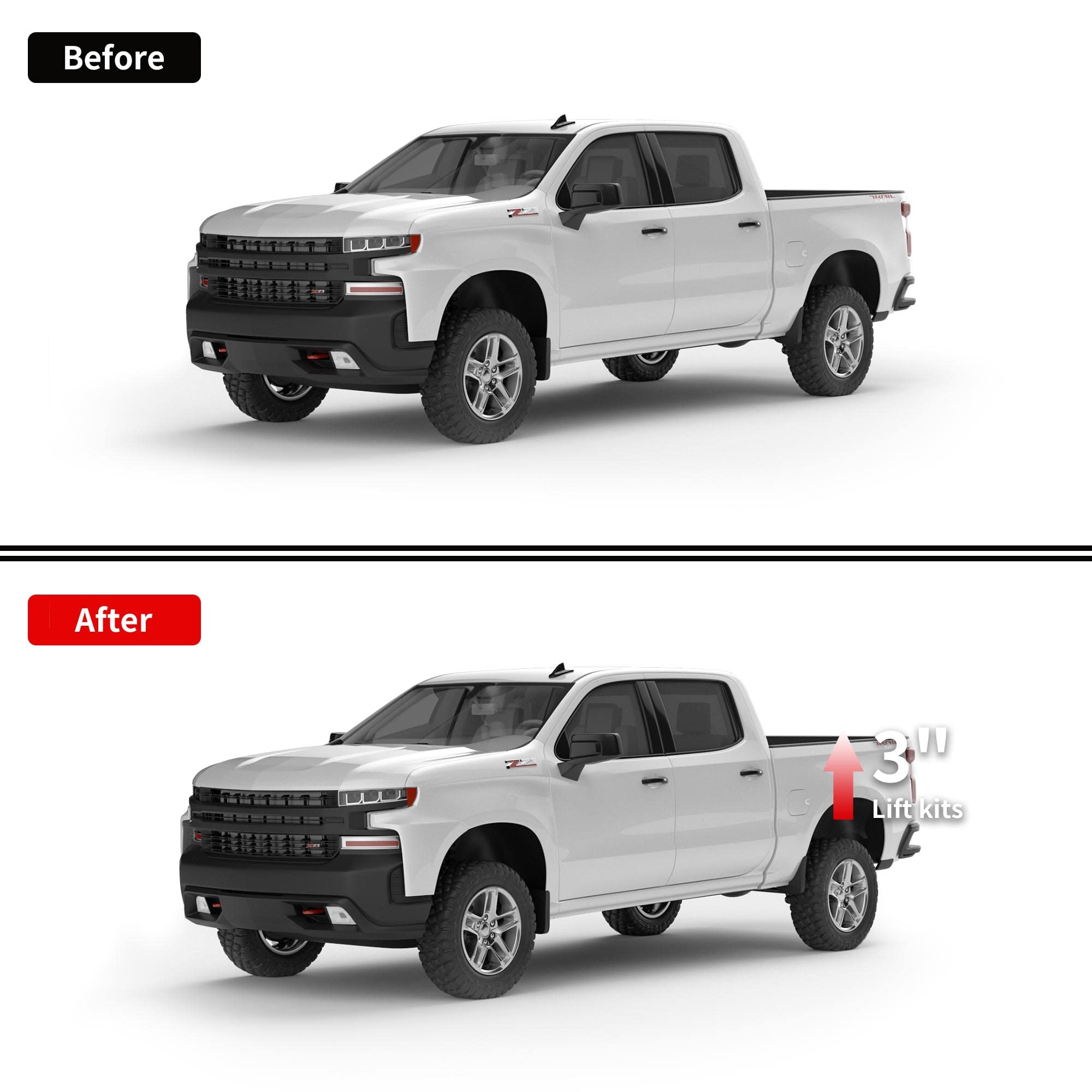 Flycle 3 Inch Rear Lift Blocks Compatible With Chevy Silverado 1500 Sierra 1500, 3'' Rear Leveling Kit For 1999-2023 Silverado 1