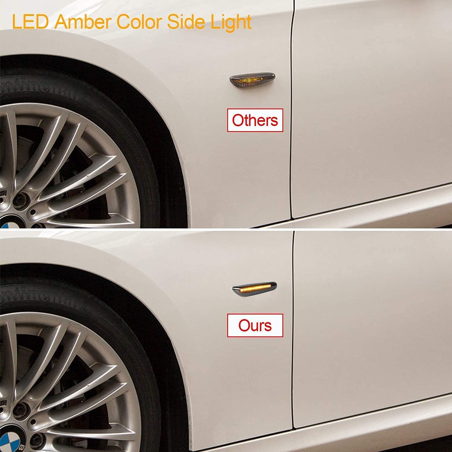 Gempro 2-Pack Amber Led Side Marker Turn Signal Lights Smoke Lens Blinker For Bmw E90 E91 E92 E93 E46 E53 E60 E61 X3 E83 X1 E84