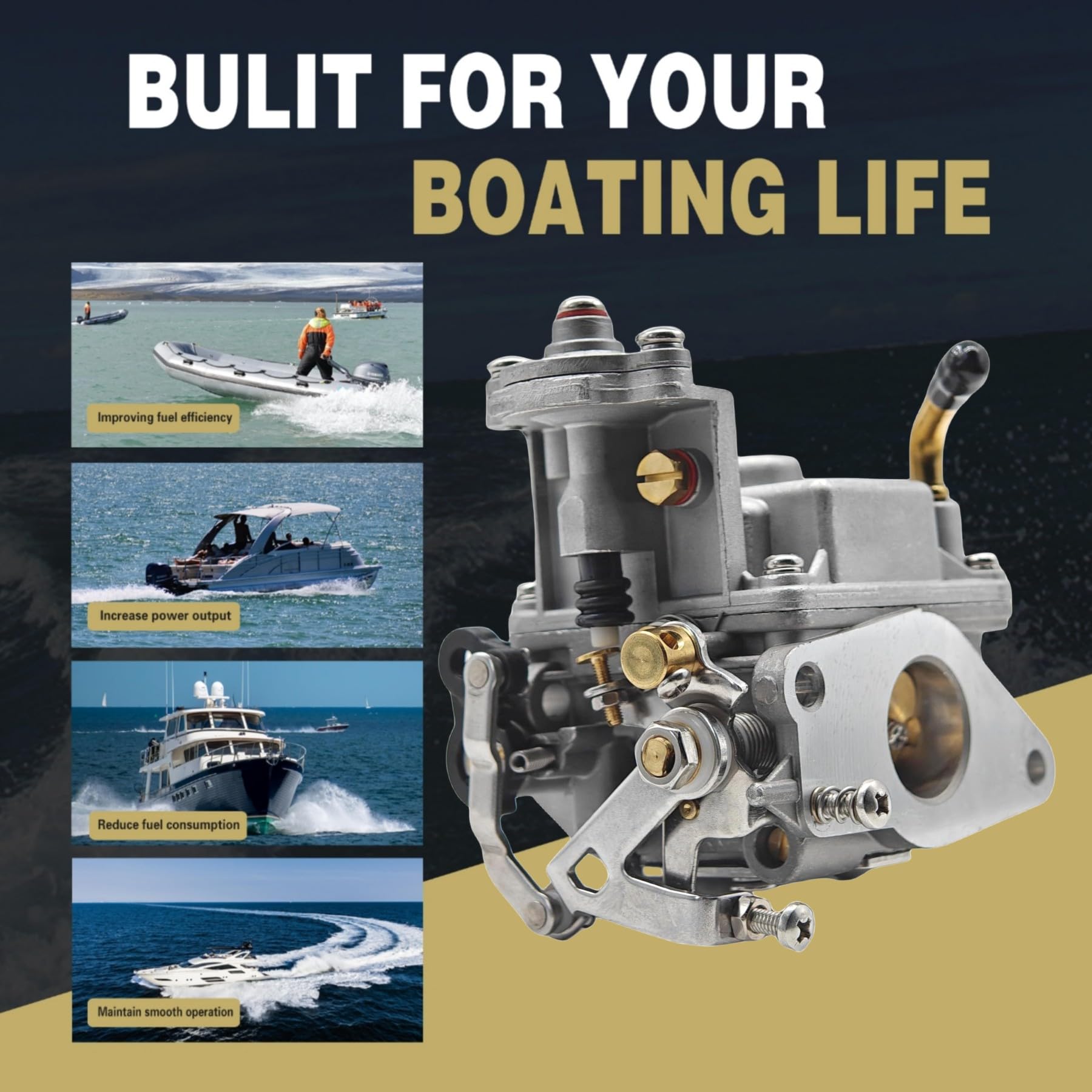 Jlm Marine 895110T11 Carburetor For Mercury Mariner 4 Stroke 8Hp 9.9Hp Outboard Motors 3303-8M0104462 1300-8M0167272