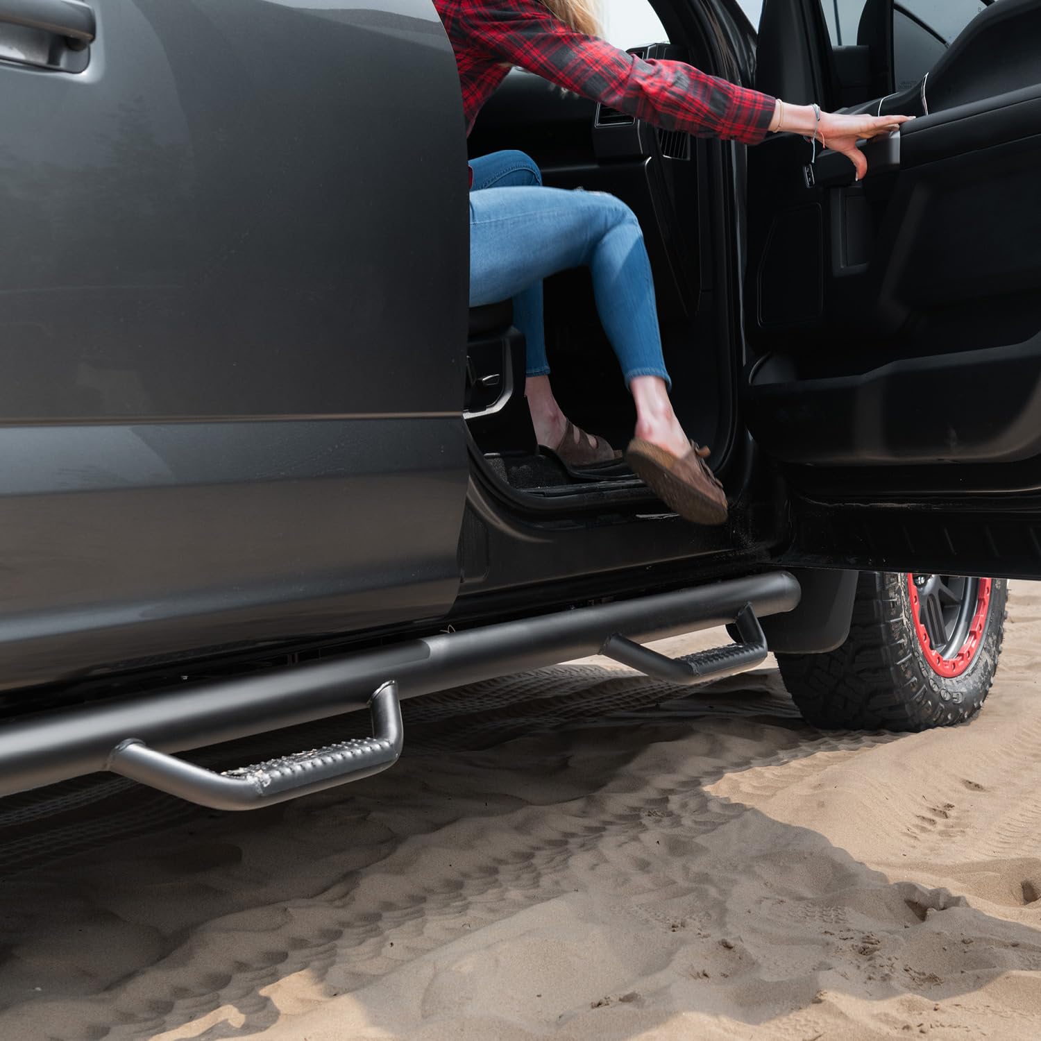 N-Fab Nerf Steps For Silverado/Sierra | Cab Length, Heavy Duty Steel, Gloss Back | C1971Qc | Fits 2019-2024 Chevrolet Silverado/Gmc Sierra 1500, 2020-2021 2500/3500 (Next Generation) Double Cab