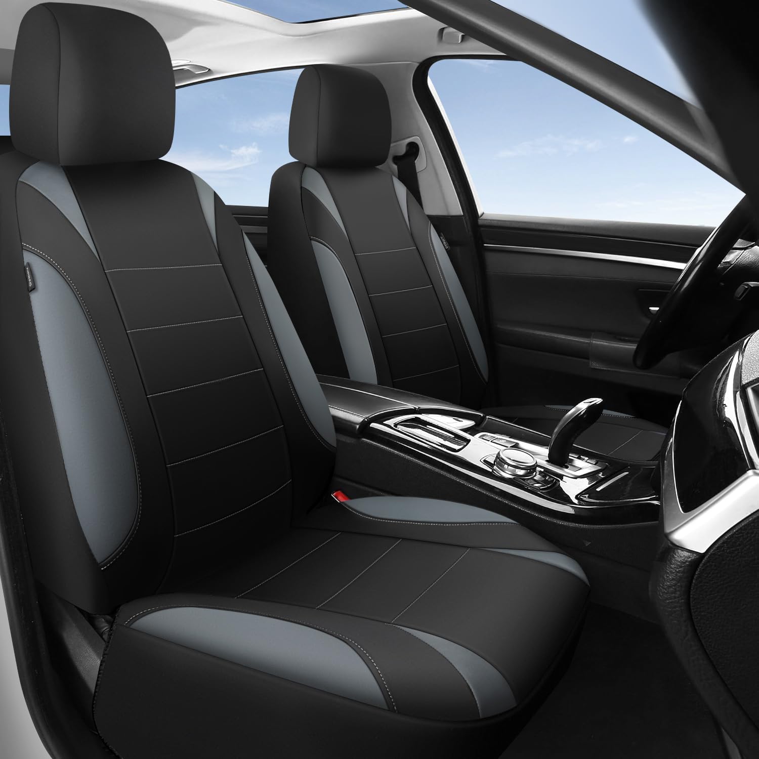 CAR PASS Waterproof Car Seat Covers Front Seats Only with 5mm Composite EVA, Neoprene Car Seat Cover with Separate Headrest Cove