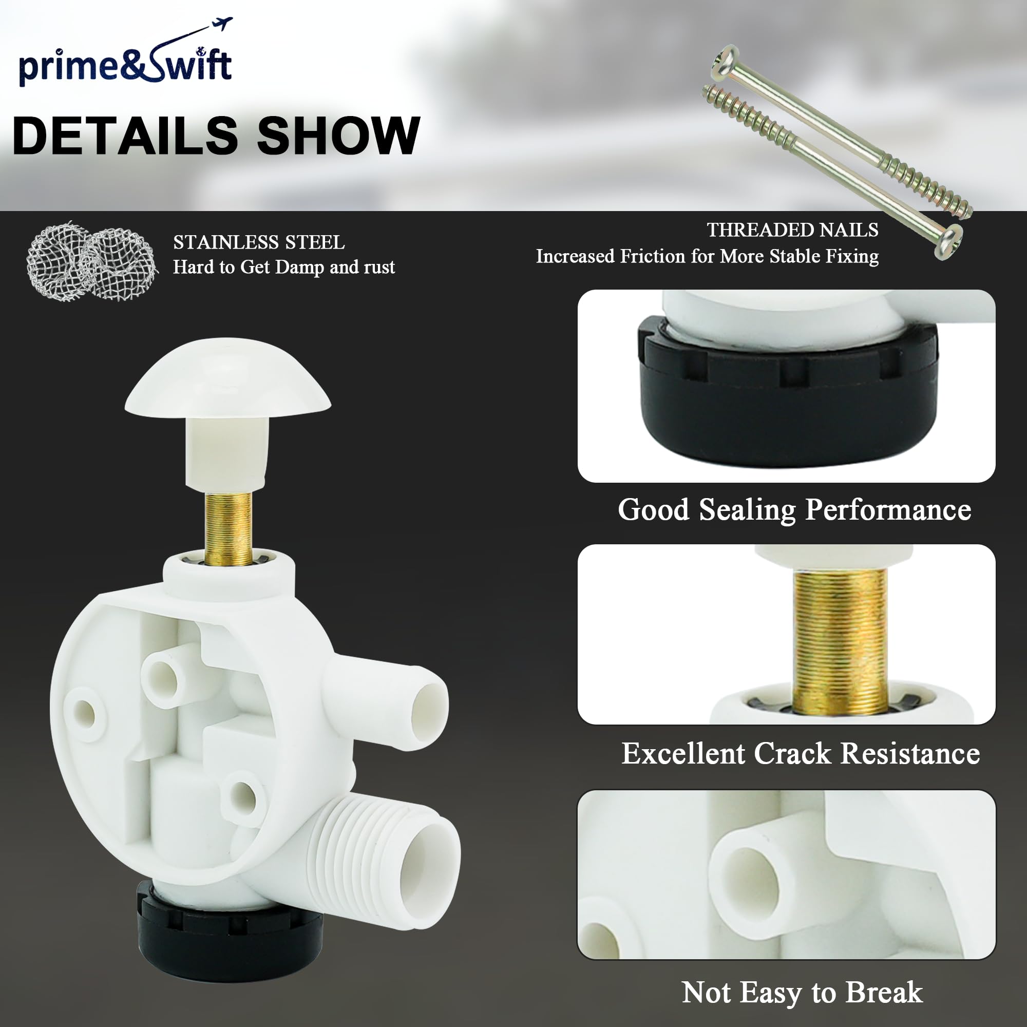 Prime&Swift 385314349 Water Valve Kit Fit For Sea-Land Rv Toilet Parts,Work Well In Cold Conditions,Easy To Install-1 Year Warra