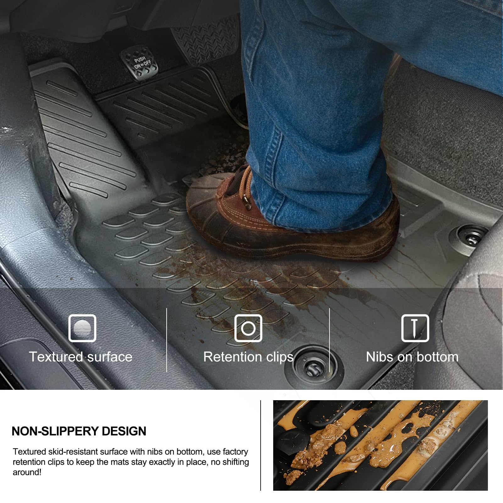 KIWI MASTER Floor Mats for 2018-2025 Toyota Camry OEM Replacement PT908-03180-20 All Weather Mat Liners Front & Rear 2 Row Seat