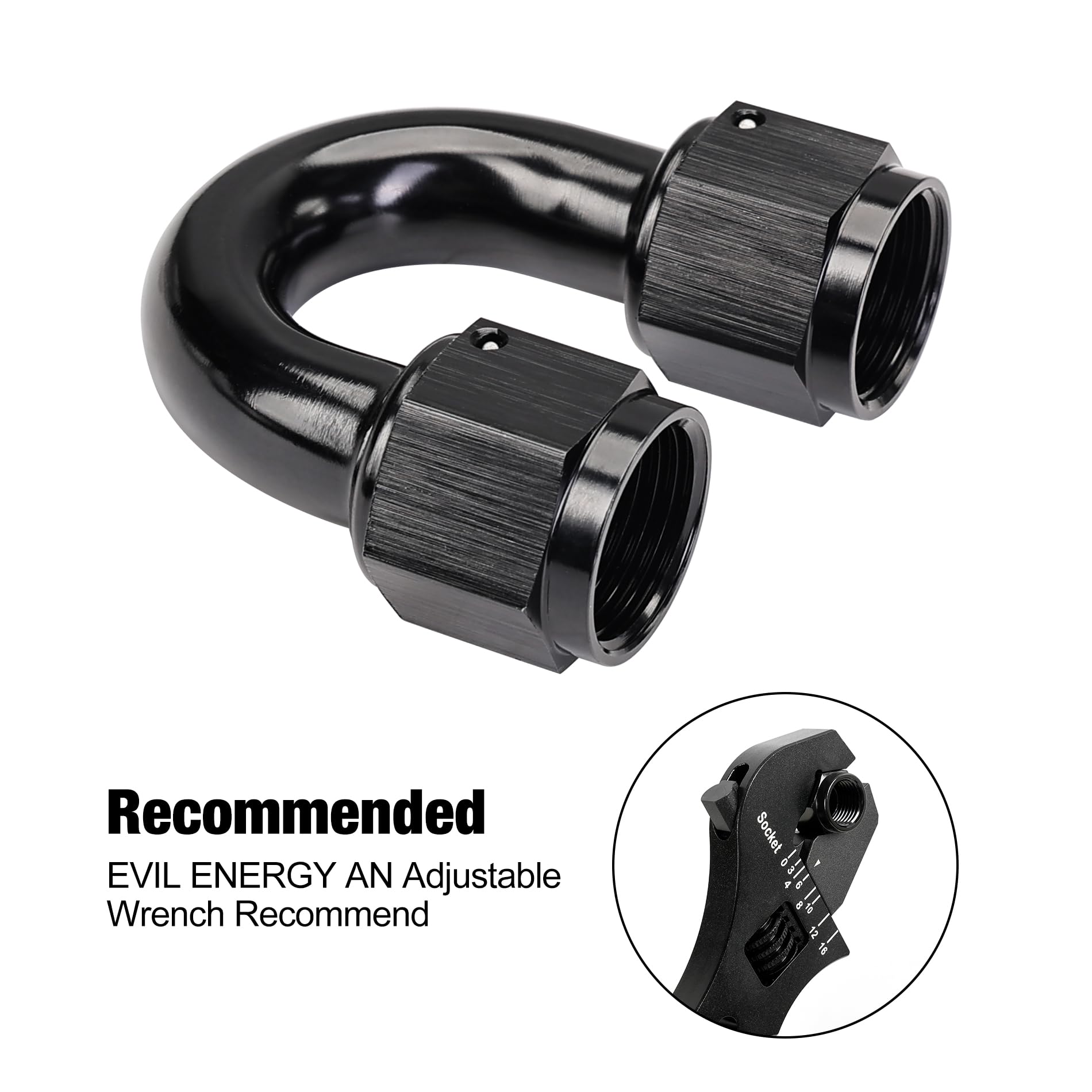 Evil Energy 6An Female To 6An Female 180 Degree Swivel Coupler Union Fitting Adapter Aluminum Black