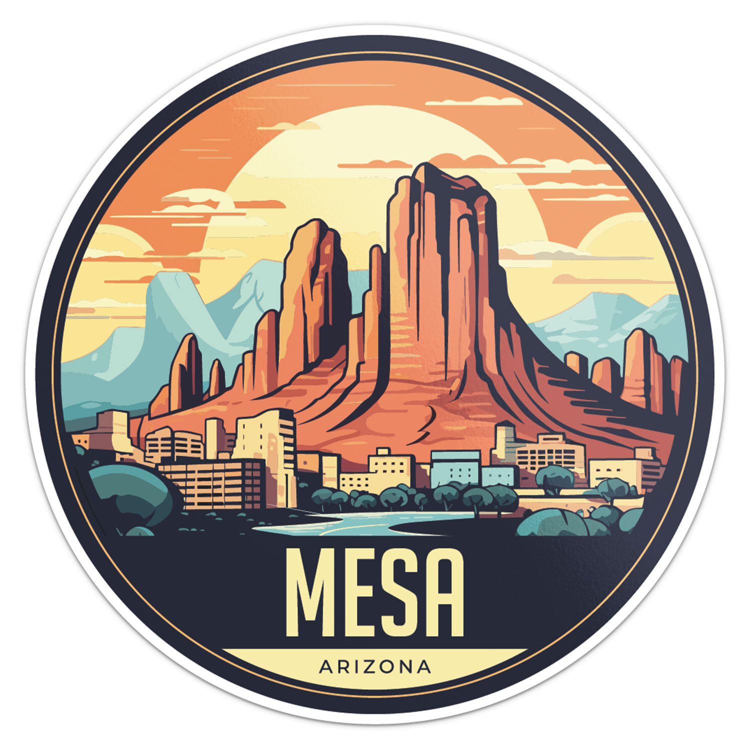 Mesa City Sticker - Waterproof Vinyl Decal for Car Bumper, Laptop, Water Bottle, Wall, and Window, Size - 5'' Longer Side