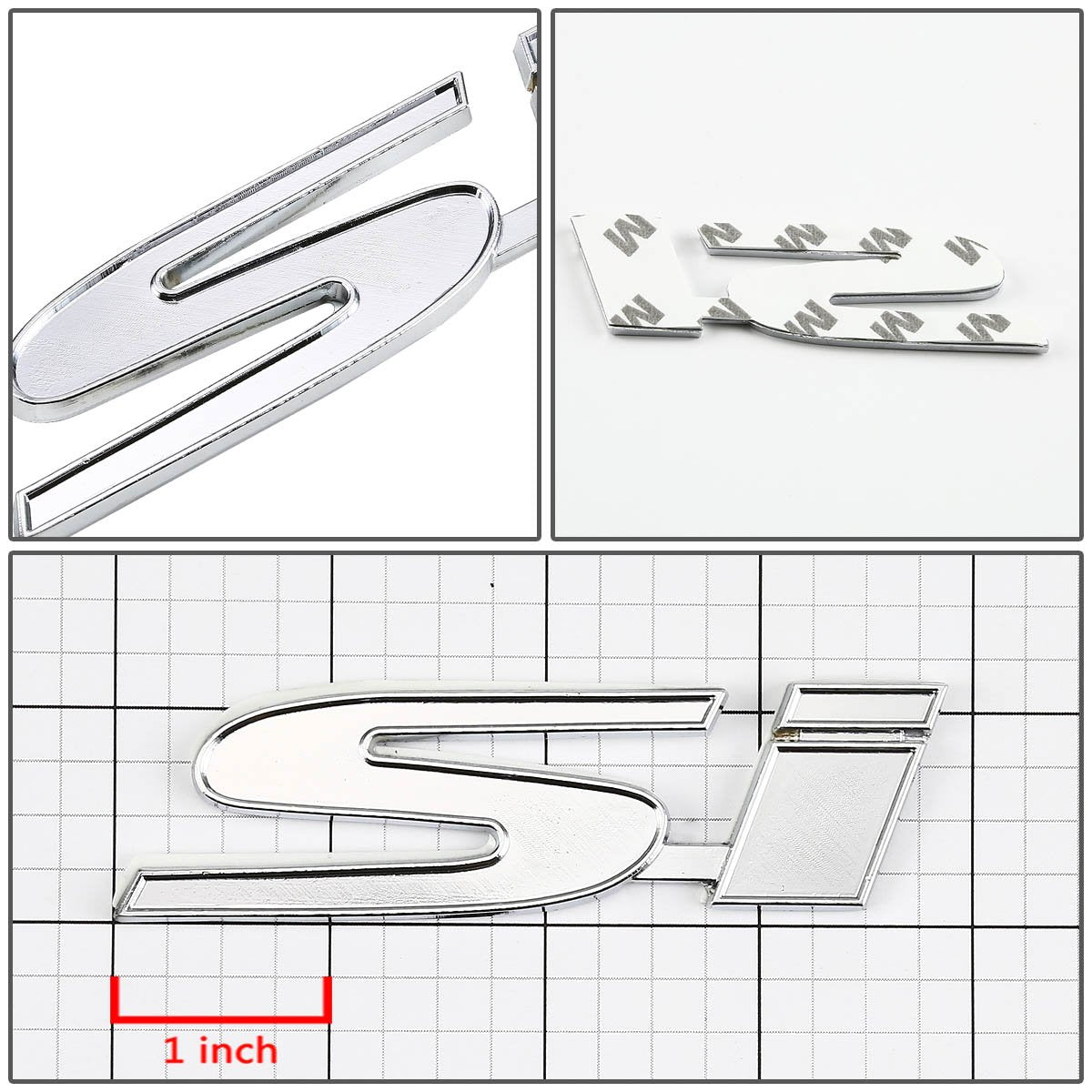 Auto Dynasty Metal Emblem Decal Logo Trim Badge Si (Silver)